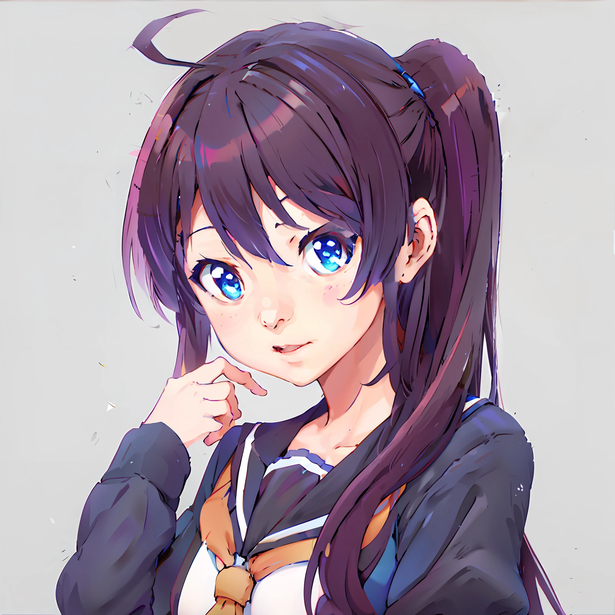 anime girl with long hair and blue eyes posing for a picture, anime moe artstyle, marin kitagawa fanart, smooth anime cg art, cute anime girl, cute anime girl portraits, (anime girl), cute anime girl portrait, portrait anime girl, anime visual of a cute girl, nagatoro, kawaii realistic portrait, portrait of cute anime girl, anime style portrait