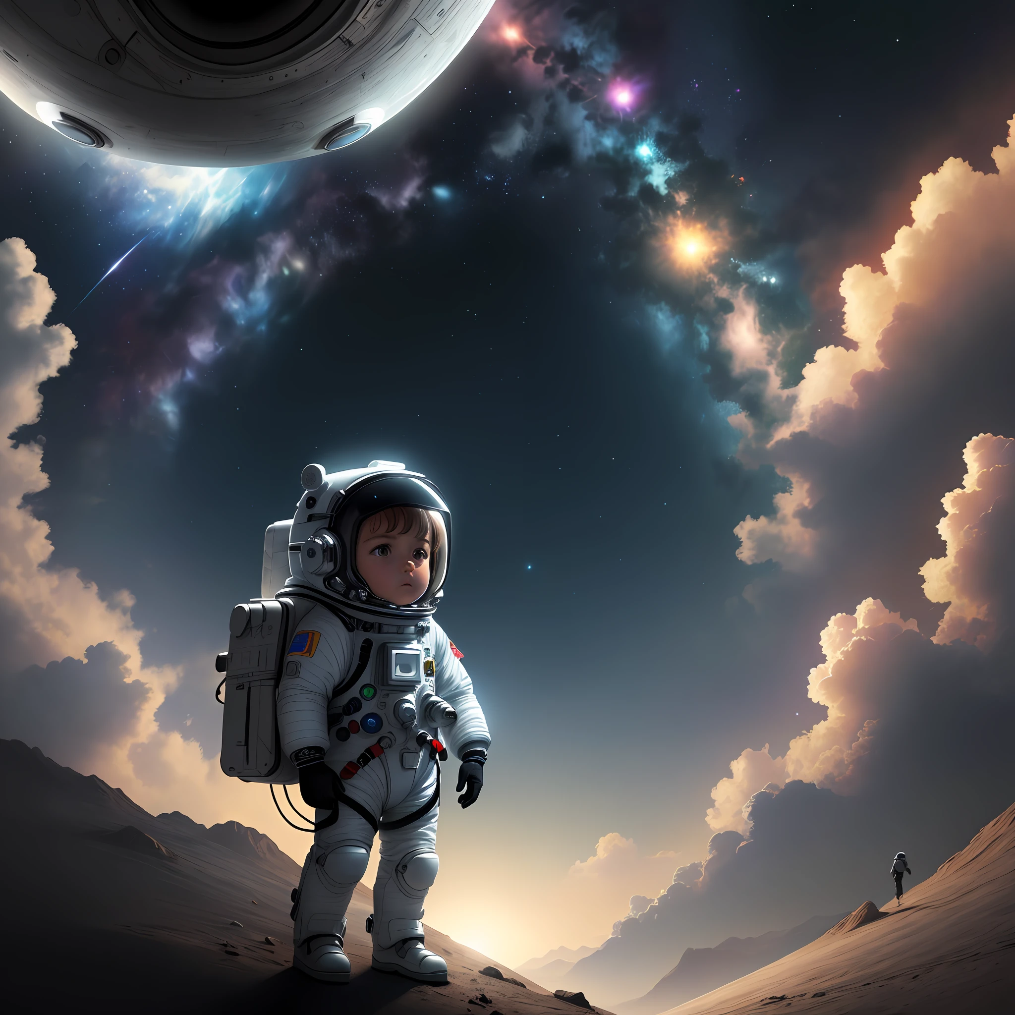 (masterpiece), maximum quality, ultra-detailed 4k digital illustration, movie scene, with space suit getting lost in space, dramatic lighting, dark atmosphere, dramatic story, cinematic image,
