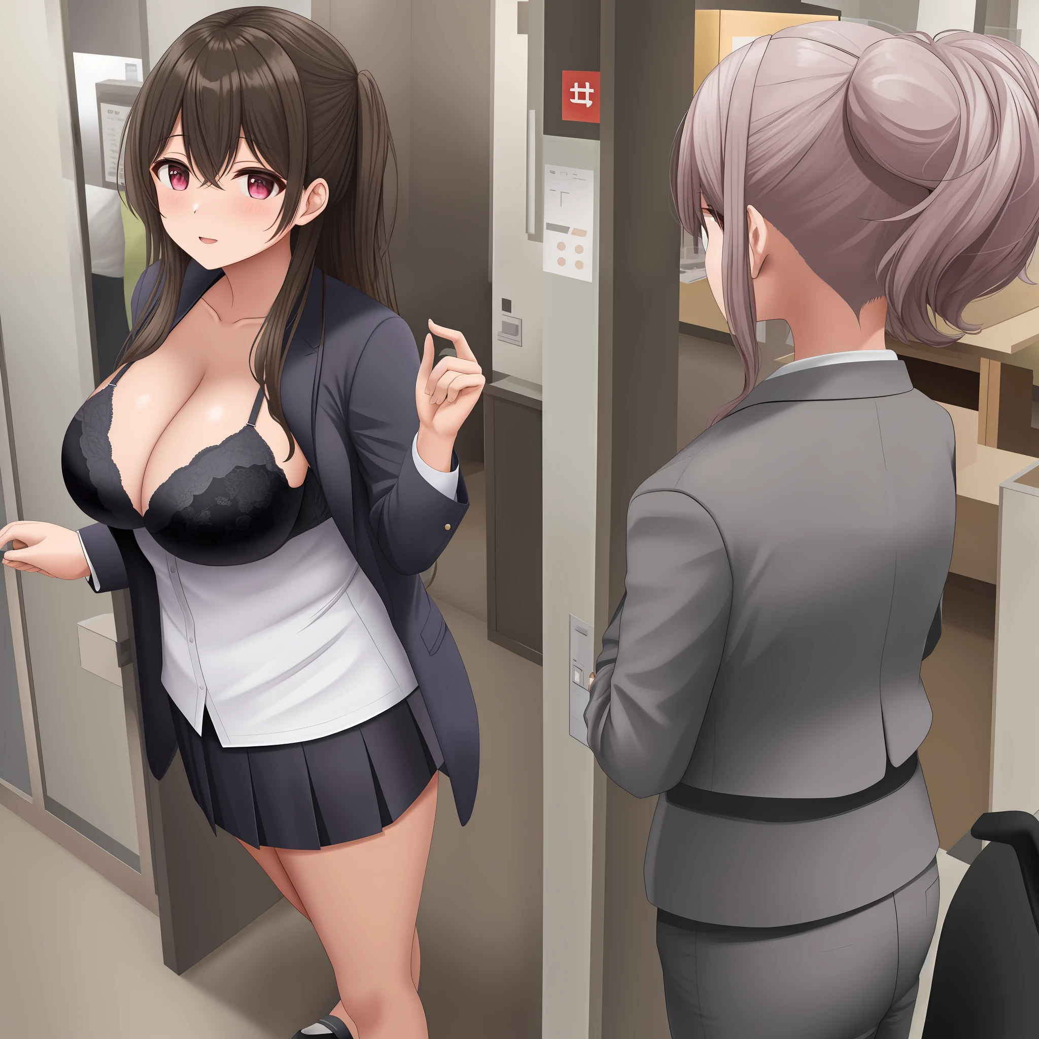 Orimura_Chifuyu, big breasts, standing, suit, bra