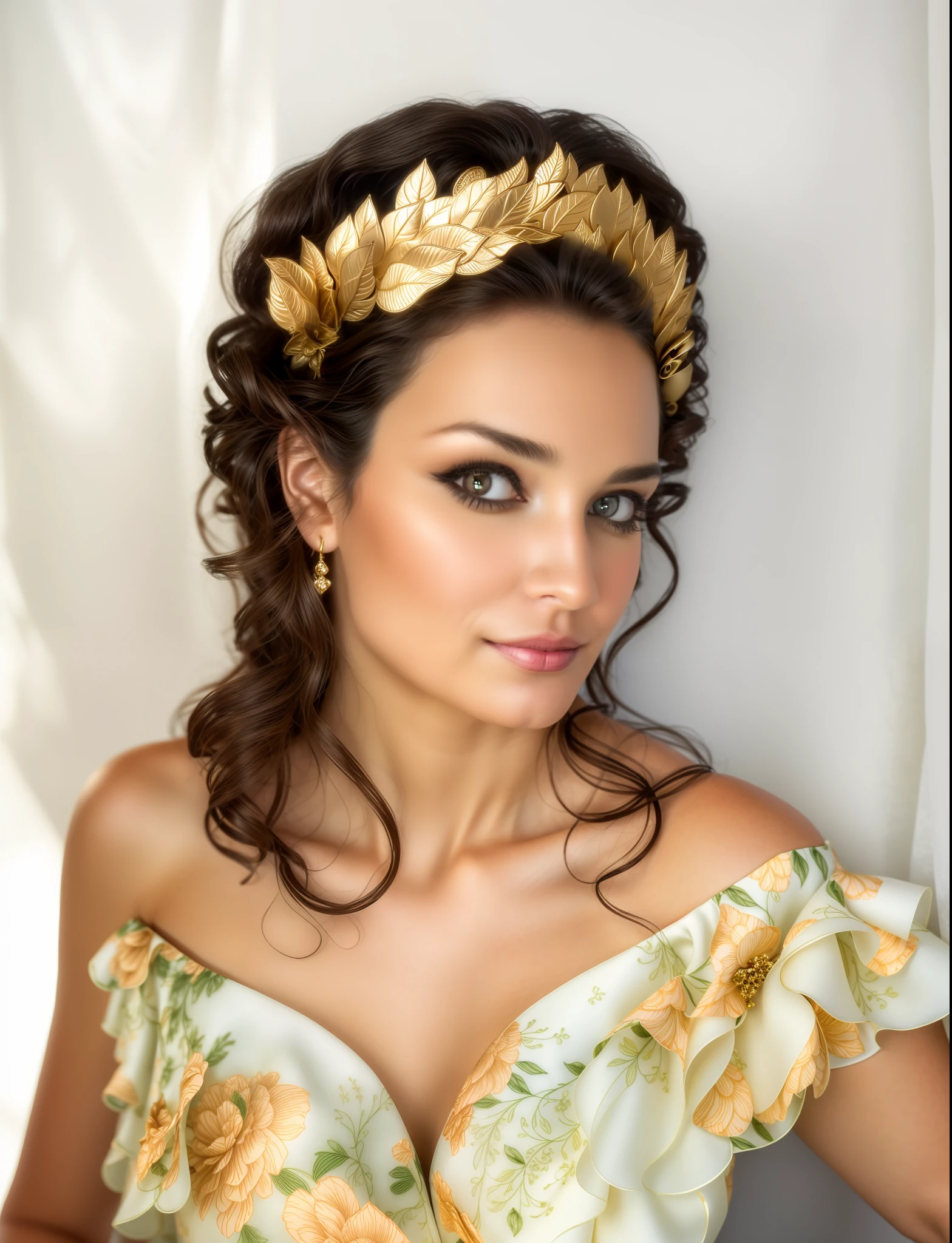 (((dark curly hair))) hyper realistic lifelike texture long wavy hairstyle, a photorealistic extremely detailed natural texture, , pompadour hairstyle, rococo style, realistic shaded, smooth white background, messy hair over shoulders,long hair, gorgeous hair, photo realistic,luxury extremely detailed dress, high quality, highres, wonderful woman,extremely detailed, gradient light background, RAW photo, analog , ,fine detail,extremely detailed, beautiful shoulders, beautiful skin, , nikon d850 film stock photograph, sharp focus, , 8k uhd, simple background beautiful composition, harmonious composition, smooth white background, beautiful portrait, flowing hair, ((lush hair, dark hair)), trending on artstation, cgsociety, deviantart,