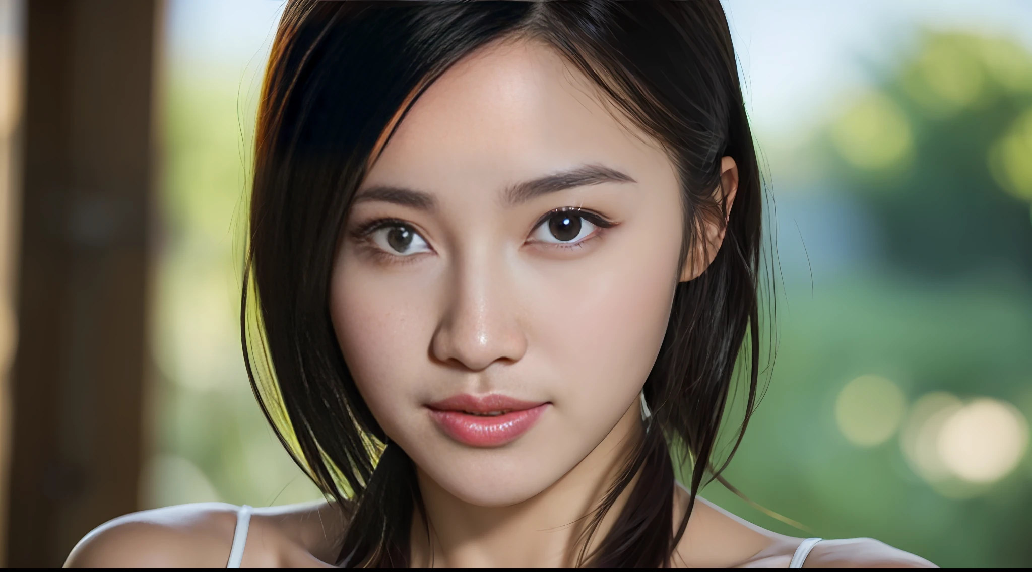 realistic, colorful cosplay, various cosplay, black eyes, black hair, smile, one girl, nsfw, ((best quality, 8k, masterpiece: 1.3)), clear focus: 1.2, (layer cut, big boobs: 1.2), Beauty with perfect body: 1.4, thin abs: 1.2, wet body: 1.5, 16:9 accept ratio, highly detailed face and skin textures, detailed eyes, double eyelids, natural background