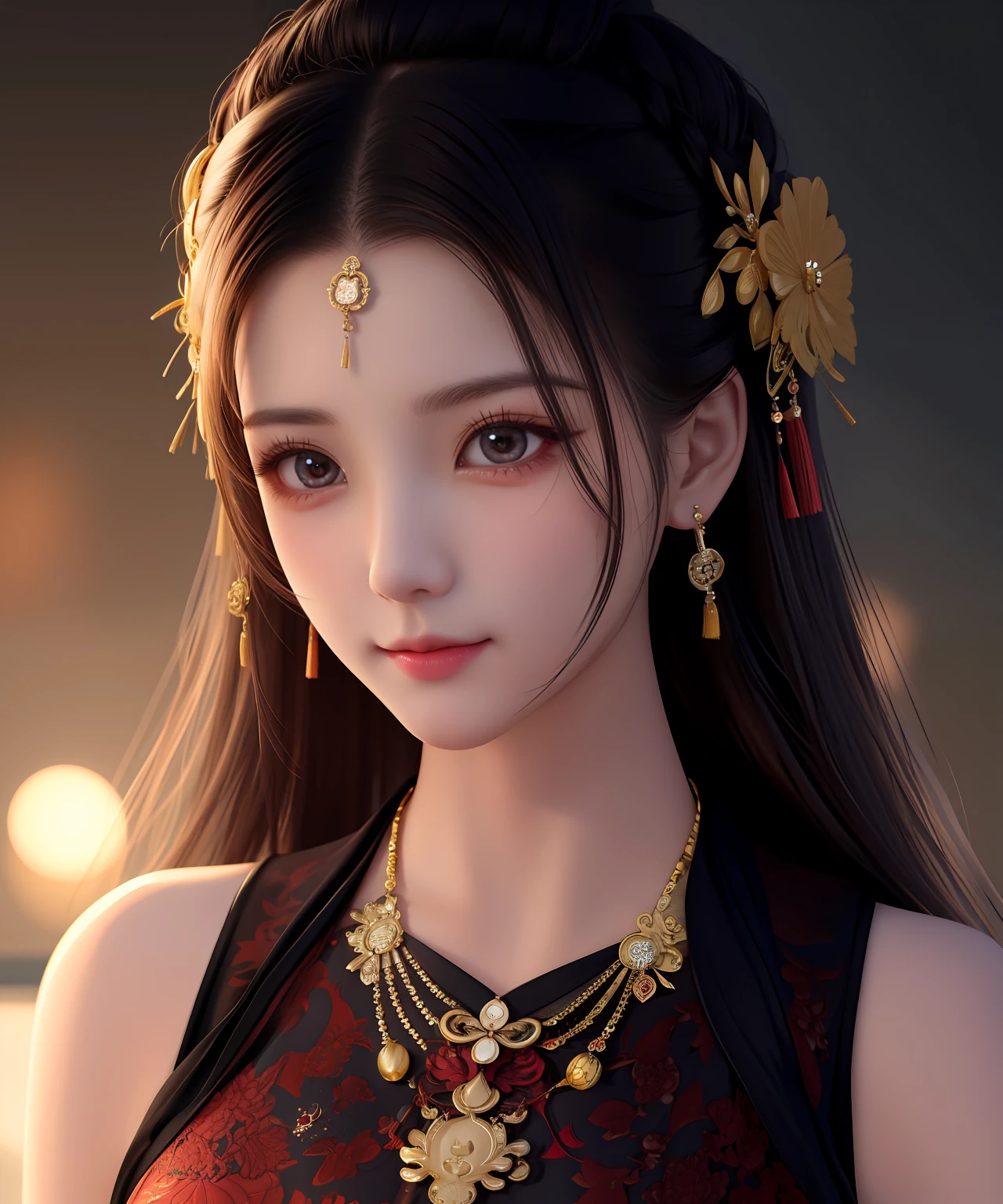 Normal photography, Chinese style, fair skin, Chinese style beauty in front of the tea table, transparent gauze skirt, exaggerated figure, exquisite hair accessories, contour light, melon face, big eyes, elegant martial arts style, flowing, complex details, absolutely beautiful, high degree of completion, cinematic color, contour light, HD, high quality, extreme details, exquisite CG, master works, super detail, 8k resolution