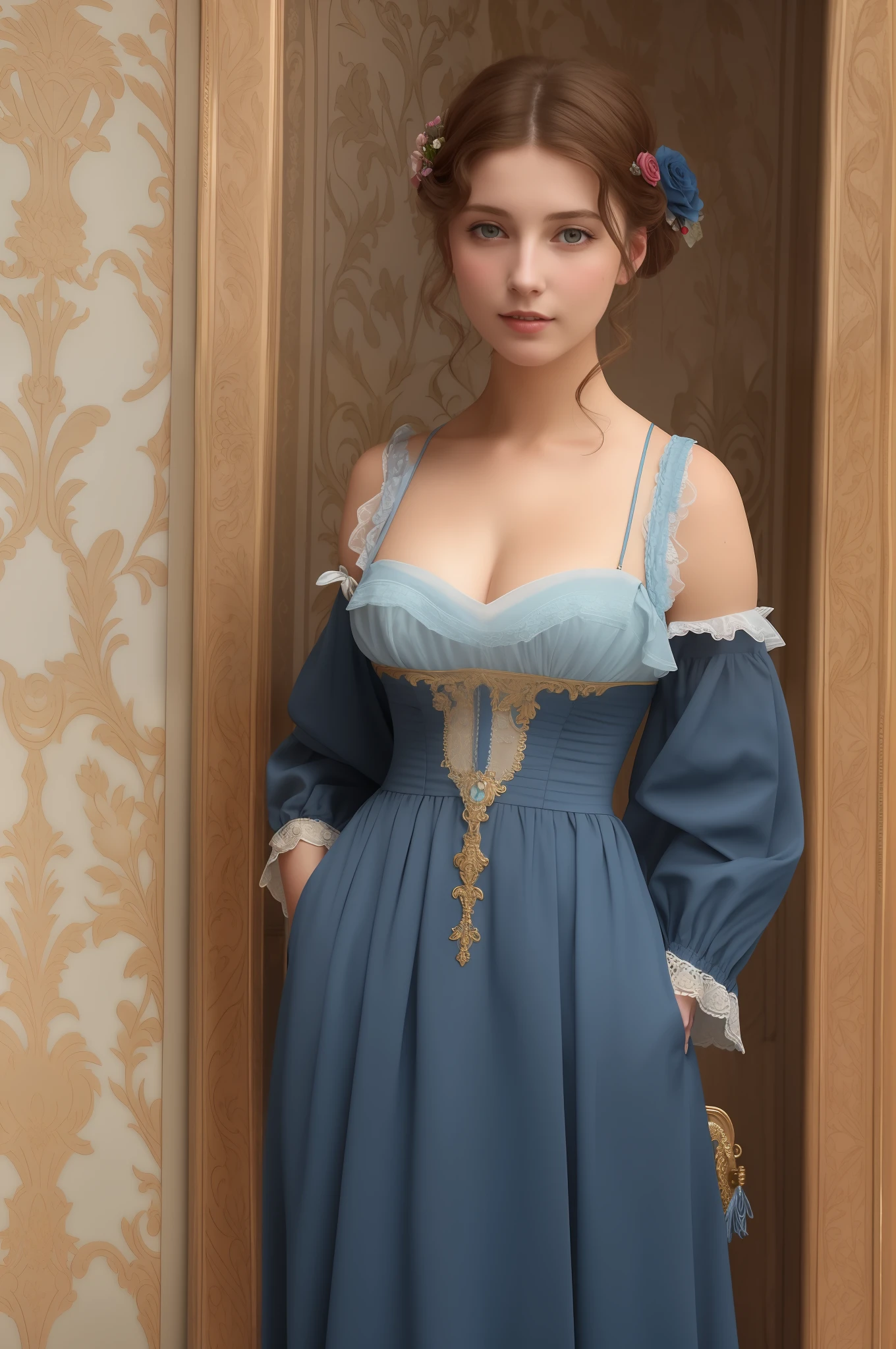 Amazingly beautiful British girls
22 years old, at her best age, standing alone in front of the camera,
19th century, Belle Époque, Victorian
Colony, British Empire
Les Misérables, Cosette, small breasts, realistic proportions,
Victorian hairstyle, loop hair,
Realistic face, visible veins, moles
(Glad to meet you), (Vivid), (Digital Color), (Nikon), (α7), (Color photo), (Color photo), (Portrait photo), (Ultra High Resolution: 1.2), (Photorealism: 1.4), (8K, RAW photo: 1.2), (Soft Focus: 1.4), (Sharp Focus: 1.4), Beautiful face with attention to detail, Pure Rose face_V1, Award-winning photo of a lonely and beautiful young full-breasted Caucasian (Victorian woman: 1.6) wearing a Roman style costume and Greek mythological costume (Gorgeous Victorian living room: 1.2) (Victorian wallpaper: 1.2) (Victorian wallpaper: 1.2) (Victorian wallpaper: 1.2) ( Victorian Carpet: 1.2) (Rich: 1.4), erotic, sensual, pubic hair, natural light