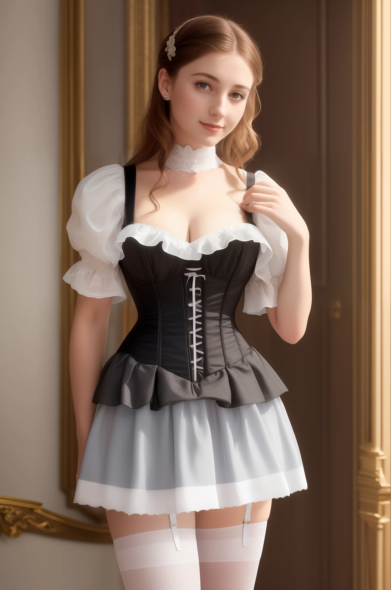 Amazingly beautiful British girls
22 years old, her best age, standing alone in front of the camera, smiling at the camera, likes you,
19th century, Belle Époque, Victorian
corset, white stockings,
Les Misérables, Cosette, small breasts, realistic proportions, historical films,
Victorian hairstyle, loop hair,
realistic face, visible veins, moles, hair, blood vessels, hair on the arms, fine spots, freckles,
(Glad to meet you), (Vivid), (Digital Color), (Nikon), (α7), (Color photo), (Color photo), (Portrait photo), (Ultra High Resolution: 1.2), (Photorealism: 1.4), (8K, RAW photo: 1.2), (Soft Focus: 1.4), (Sharp Focus: 1.4), Beautiful face with attention to detail, Award-winning photo of lonely and beautiful young full-breasted Caucasian (Victorian woman: 1.6) (Gorgeous Victorian living room: 1.2) (Victorian wallpaper: 1.2) (Victorian wallpaper: 1.2) (Victorian furniture: 1.2) (Victorian carpet: 1.2) (Rich: 1.4), erotic, sensual, pubic hair, natural light, (()), , Luxury, (Colored Photos), (Portrait Photography), (Ultra High Resolution: 1.2), (Photorealism: 1.4), (8K, RAW Photography: 1.2), (Soft Focus: 1.4), (18 Years Old: 1.3), (Sharp Focus: 1.4)