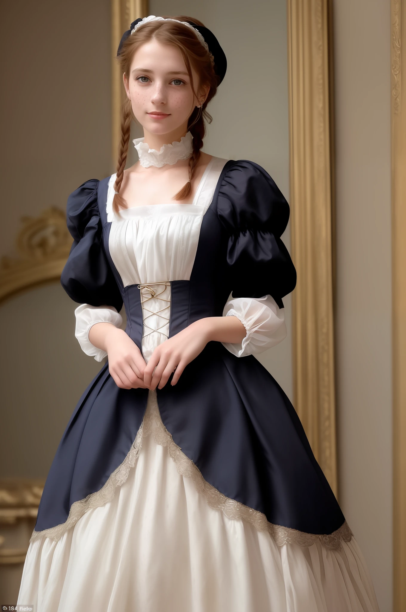 Amazingly beautiful British girls
22 years old, her best age, standing alone in front of the camera, smiling at the camera, smiling, liking you, marriage proposal,
19th century, Belle Époque, Victorian
corset, white stockings,
Les Misérables, Cosette, small breasts, realistic proportions, historical films,
Victorian hairstyles braided, loop hair, 
realistic face, visible veins, moles, hair, blood vessels, hair on the arms, fine spots, (((freckles)), long eyelashes, average proportions, healthy figure, big,
(Glad to meet you), (Vivid), (Digital Color), (Nikon), (α7), (Color photo), (Color photo), (Portrait photo), (Ultra High Resolution: 1.2), (Photorealism: 1.4), (8K, RAW photo: 1.2), (Soft Focus: 1.4), (Sharp Focus: 1.4), Beautiful face with attention to detail,  Award-winning photo of lonely beautiful young Caucasian (Victorian woman: 1.6) (Gorgeous Victorian living room: 1.2) (Victorian wallpaper: 1.2) (Victorian wallpaper: 1.2) (Victorian furniture: 1.2) (Victorian furniture: 1.2) (Victorian carpet: 1.2) (Rich: 1.4), erotic, sensual, pubic hair, natural light, ((()),, Luxury , (Colored Photos), (Portrait Photos), (Ultra High Resolution: 1.2), (Photorealism: 1.4), (8K, RAW Photos: 1.2), (Soft Focus: 1.4), (18 years old: 1.3), (Sharp Focus: 1.4)