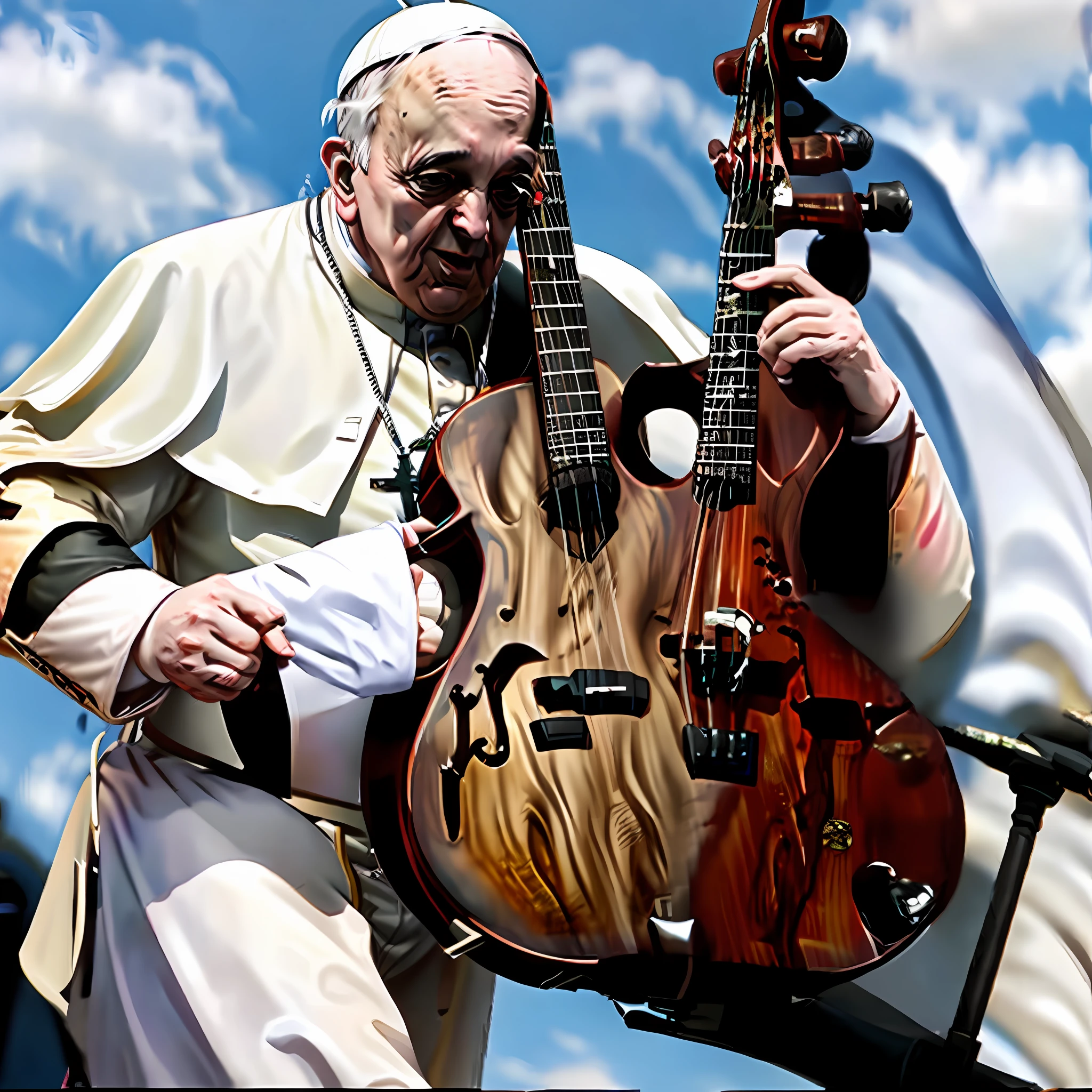 Pope Francis playing the violin