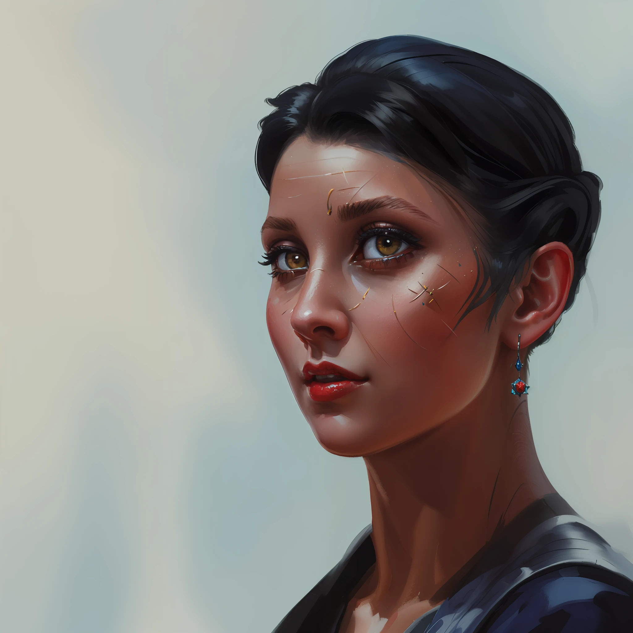 (((Masterpiece))), (((Best Quality: 1.4))), ((Super Detail: 1.4)) , hyper detailed gouache painting of a young tiefling woman, hyper detailed face features, dynamic, detailed textures