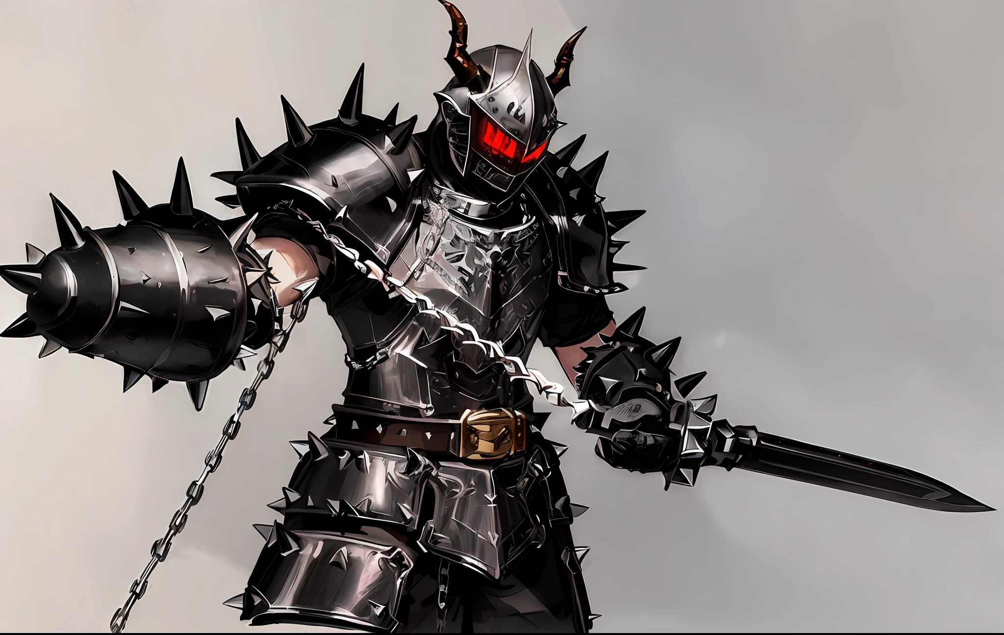 (((concept art, drawing, sketch, Undd, solo))), (((beetle))), (horned helmet), ((black armor)), (((spiked leather body plates))), (((spikes))), ((belt)), ((weapon)), (((ring chains))), (((chain)))