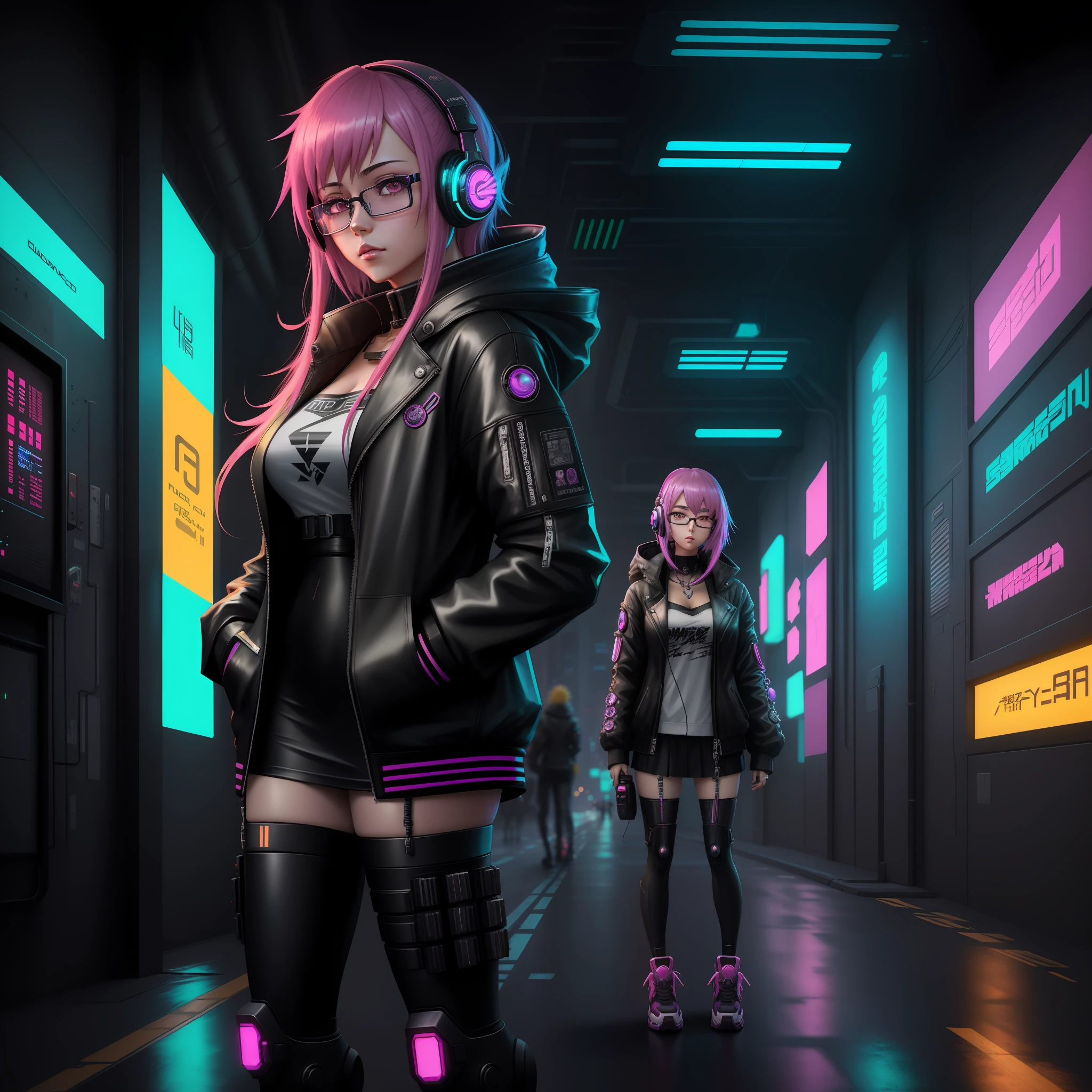 anime girl with headphones and glasses in a futuristic city, digital cyberpunk anime art, digital cyberpunk - anime art, anime style 4 k, cyberpunk anime girl, anime cyberpunk art, portrait anime space cadet girl, female cyberpunk anime girl, cyberpunk art style, anime style. 8k, artwork in the style of guweiz, dreamy cyberpunk girl, cyberpunk anime art, in cyberpunk style