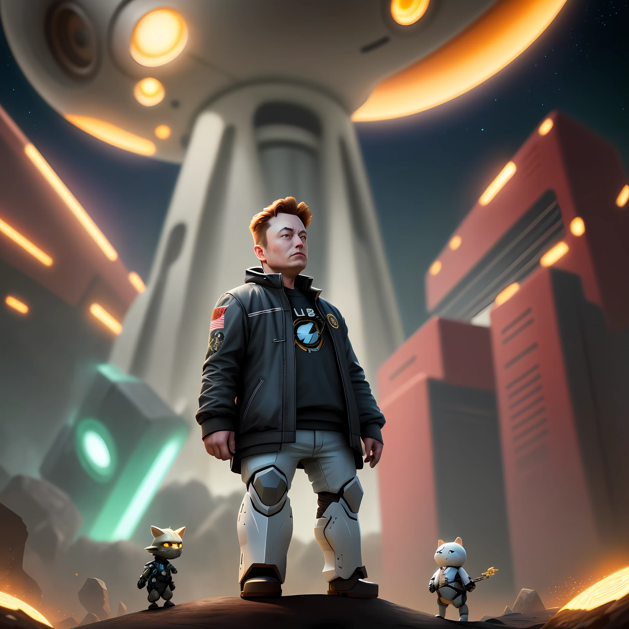 cbzbb, elon musk,charachter,cute, little, beautiful, Devian Art, Trending Artstation, Digital Art, Detailed, Cute, Realistic, Humanoid, Character, Tiny,Cinematic Sho,Cinematic Lights,Elon Musk, выглядит счастливым