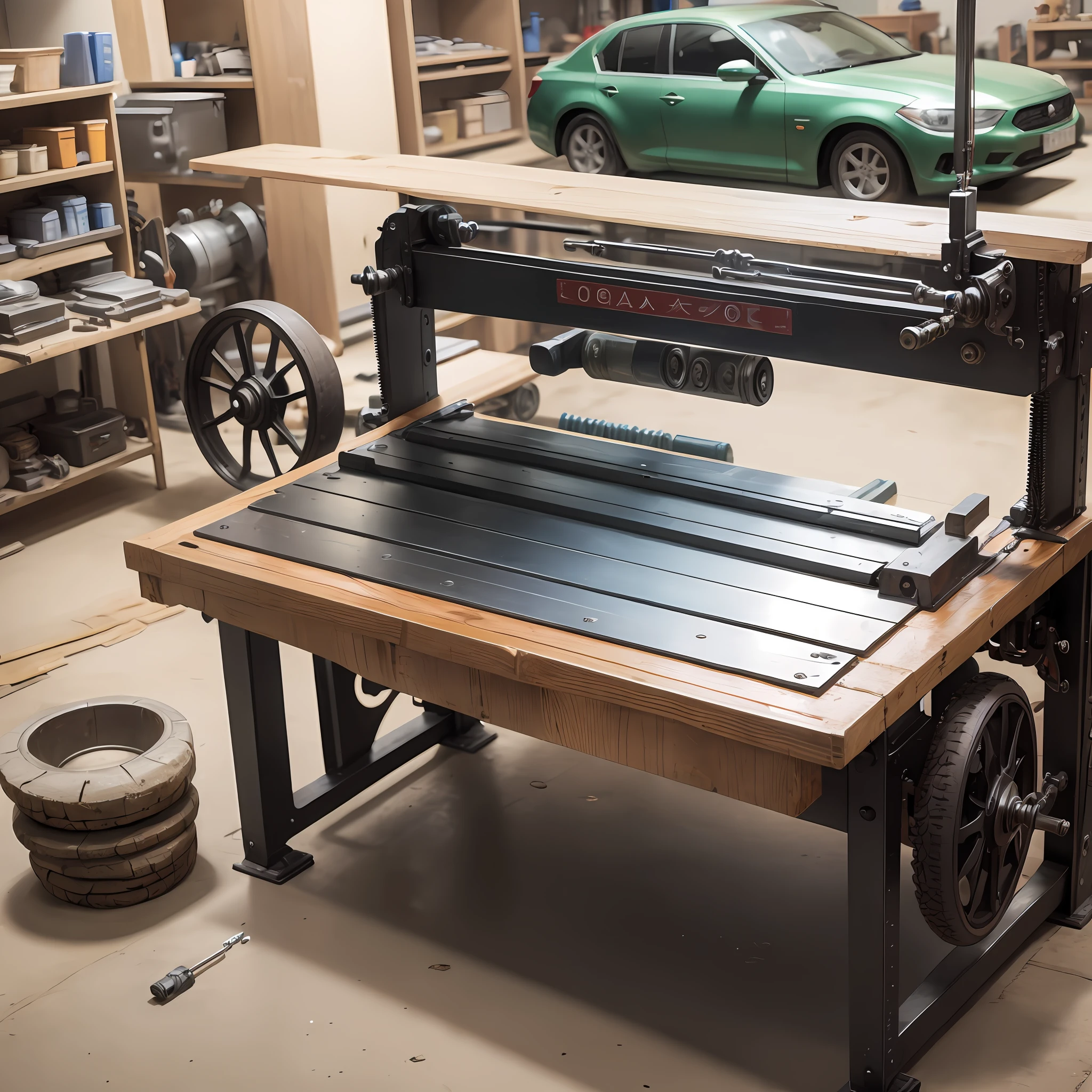 small workbench of car machine shop