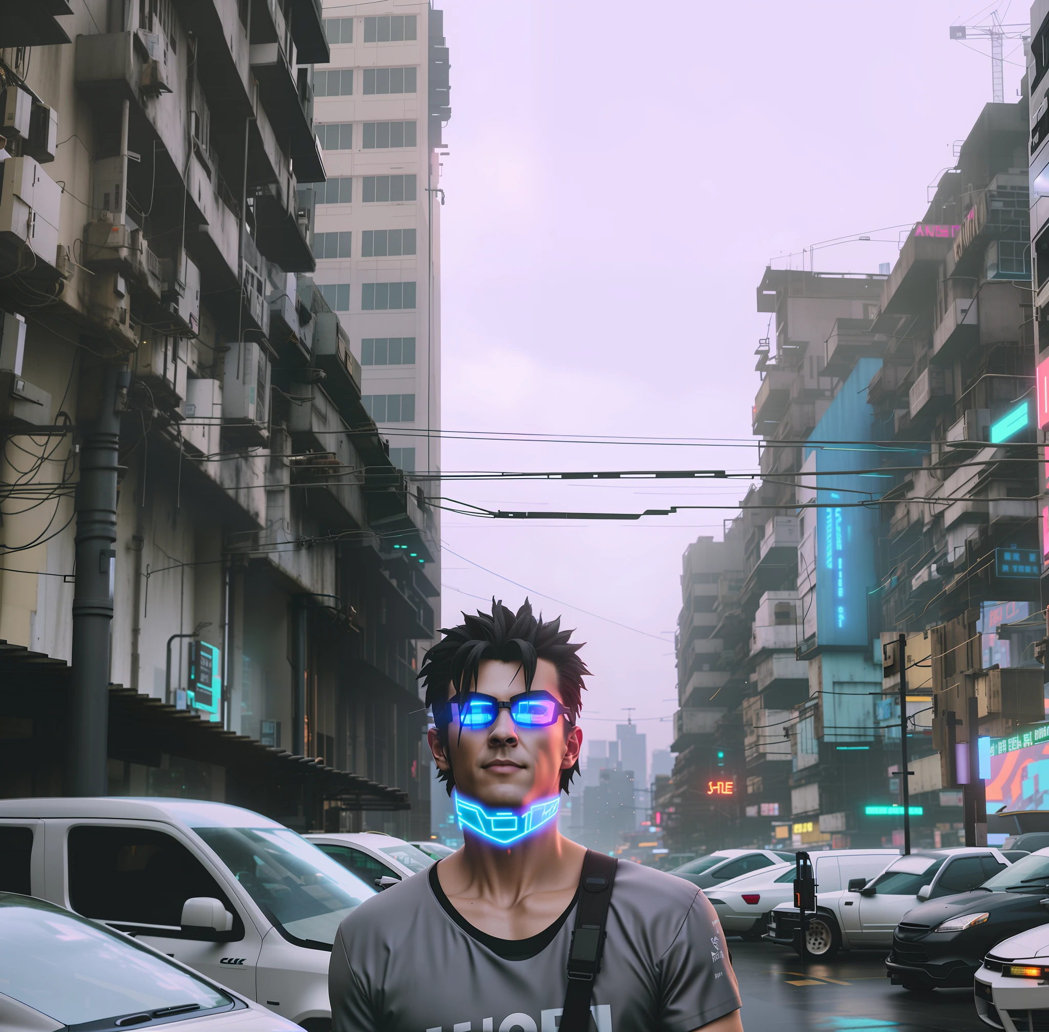 there is a man with a neon mask on walking down the street, hyper-realistic cyberpunk style, in cyberpunk city, in cyberpunk aesthetic, in cyberpunk style, in a cyberpunk city, futuristic street, cyberpunk dude, cyberpunk style ， hyperrealistic, cyberpunk street goon, at an cyberpunk city, at a cyberpunk city, aesthetic cyberpunk, in a futuristic cyberpunk city