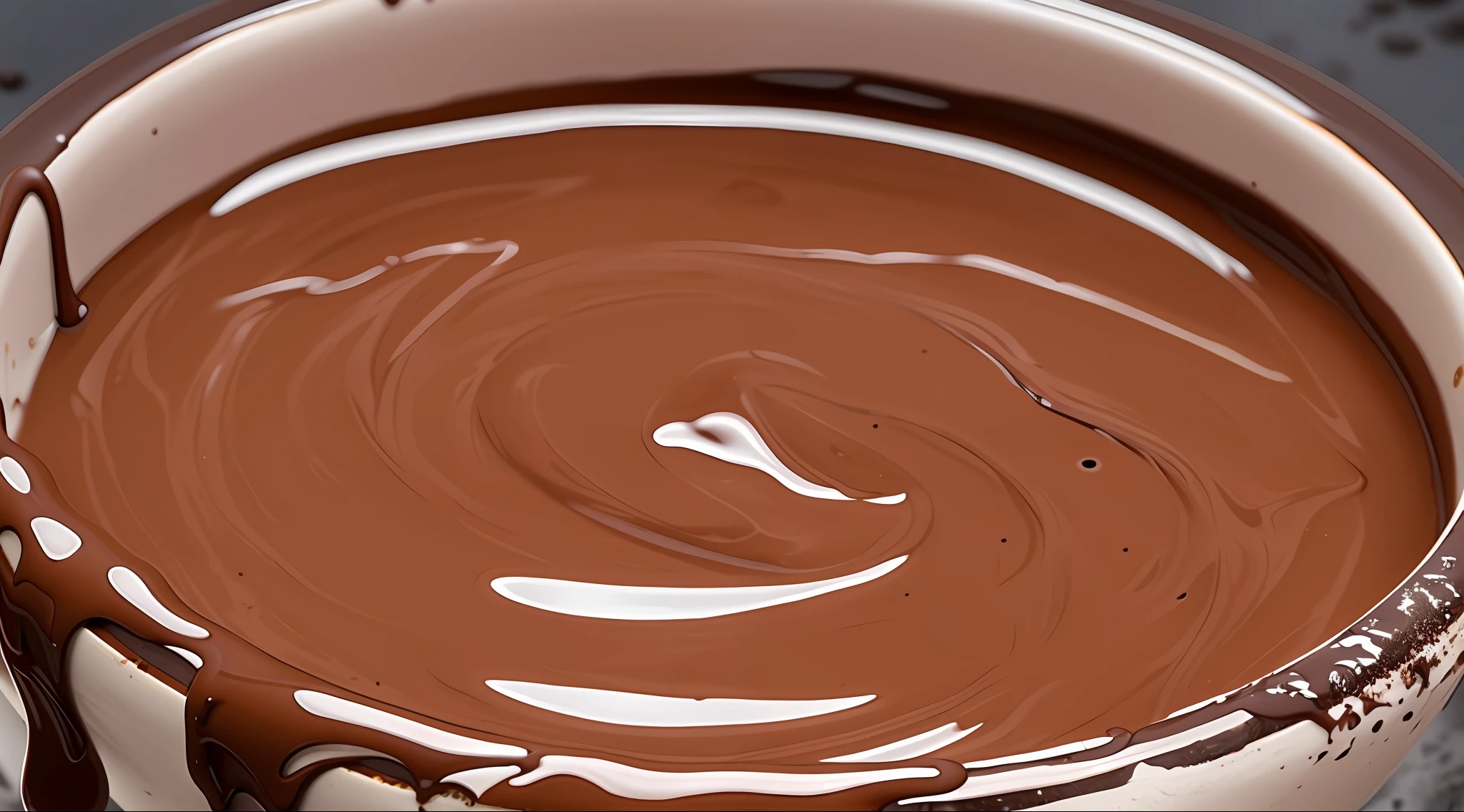 chocolate sauce in a bowl with a spoon on a table, chocolate sauce, smothered in melted chocolate, chocolate, chocolate frosting, some chocolate sauce, caramel, brown sauce, stunning image, chocolate river, gooey, dark chocolate painting, brown, sauce, smooth blending, exquisite and smooth detail, hot cocoa drink, fully chocolate, gooey skin, melting