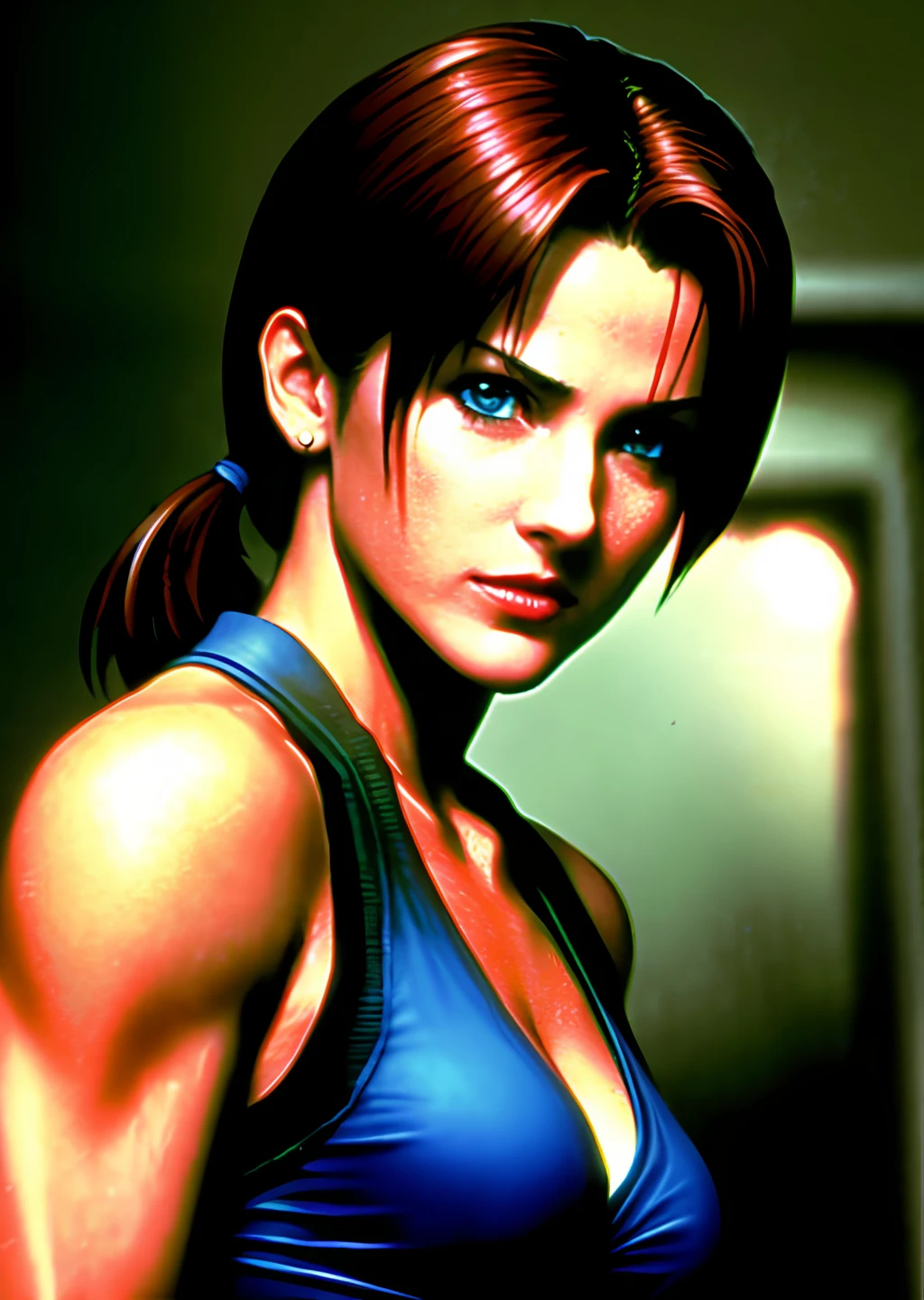 Jill Valentine re1 1996 face model of inezh fight in the mansion against zombie dogs and storms