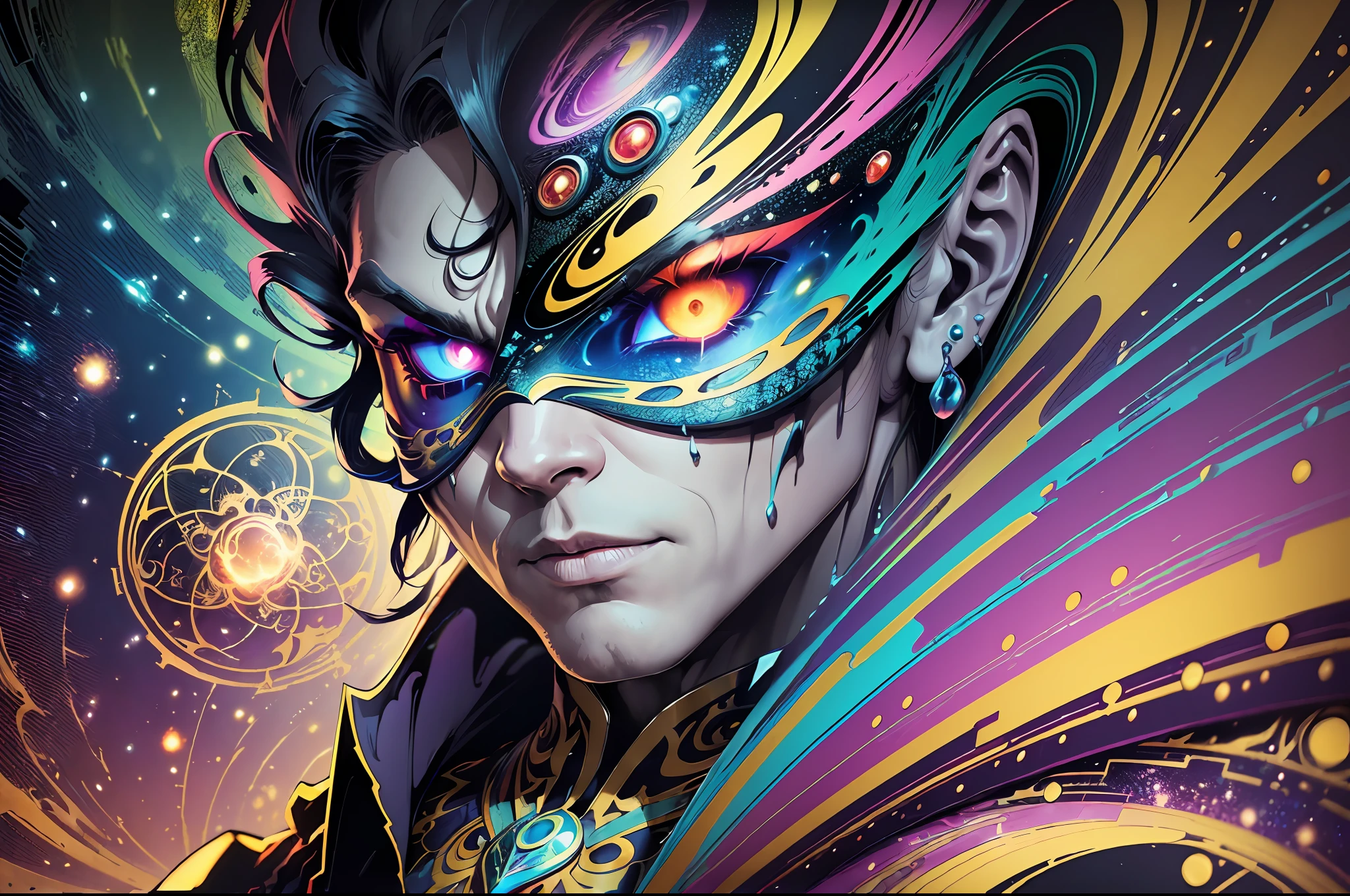 ((colorful explosion)), ((glitch art)), ((art nouveau)), 1alien, cosmic hero, monster hero, show me the cosmic entity lurking in the cold dark universe, cosmic terror, ((ultra-detailed, cinematic, hyper-detailed, hyper-resolution, official art, 40k wallpaper, mind-blowing art)), Chaos:1.5,