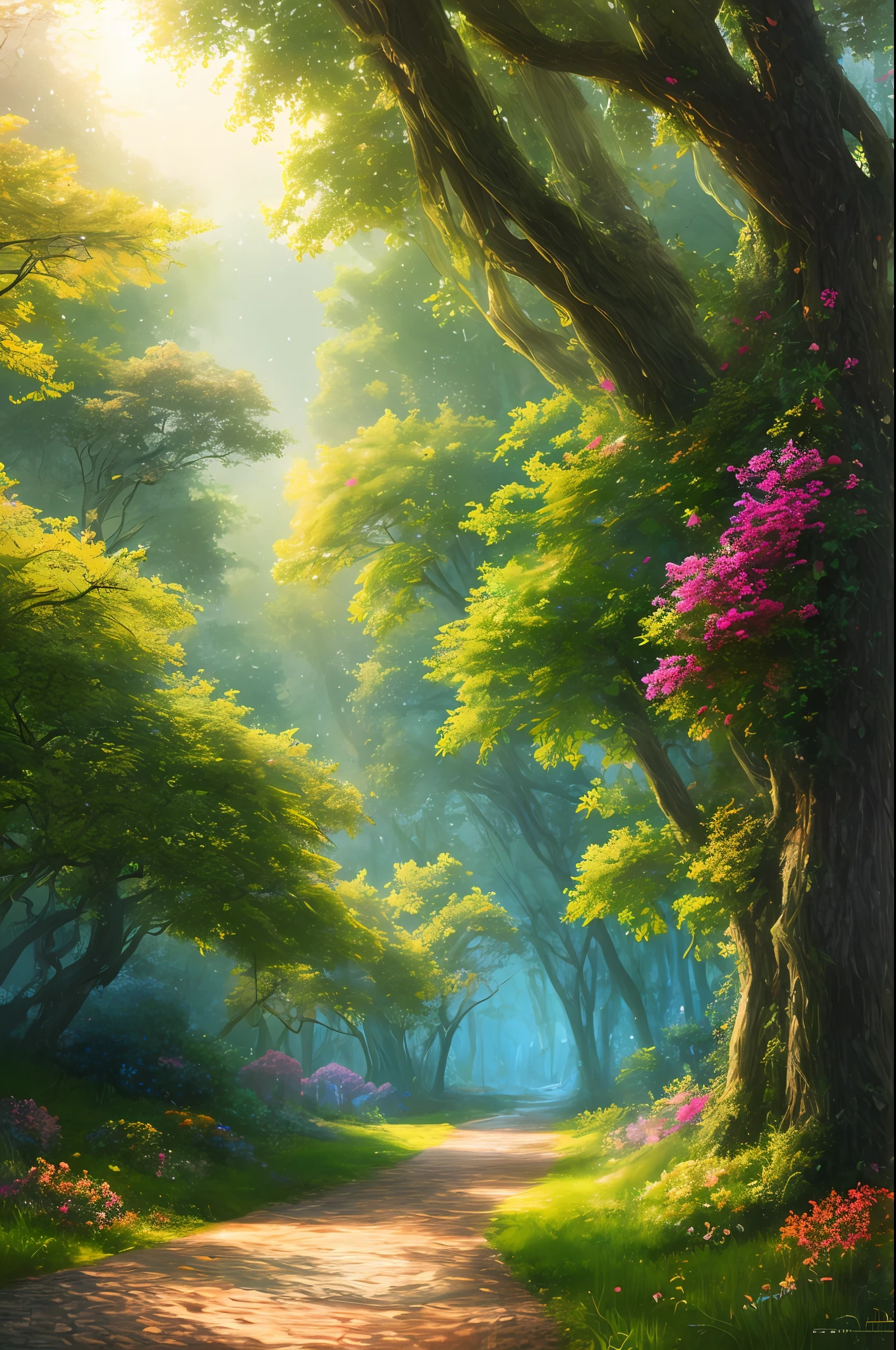masterpiece, best quality, high quality,extremely detailed CG unity 8k wallpaper, An enchanting and dreamy scene of a fantasy forest, with towering trees, glowing mushrooms, and hidden fairy glens, creating a sense of mystique and enchantment, artstation, digital illustration, intricate, trending, pastel colors, oil paiting, award winning photography, Bokeh, Depth of Field, HDR, bloom, Chromatic Aberration ,Photorealistic,extremely detailed, trending on artstation, trending on CGsociety, Intricate, High Detail, dramatic, art by midjourney