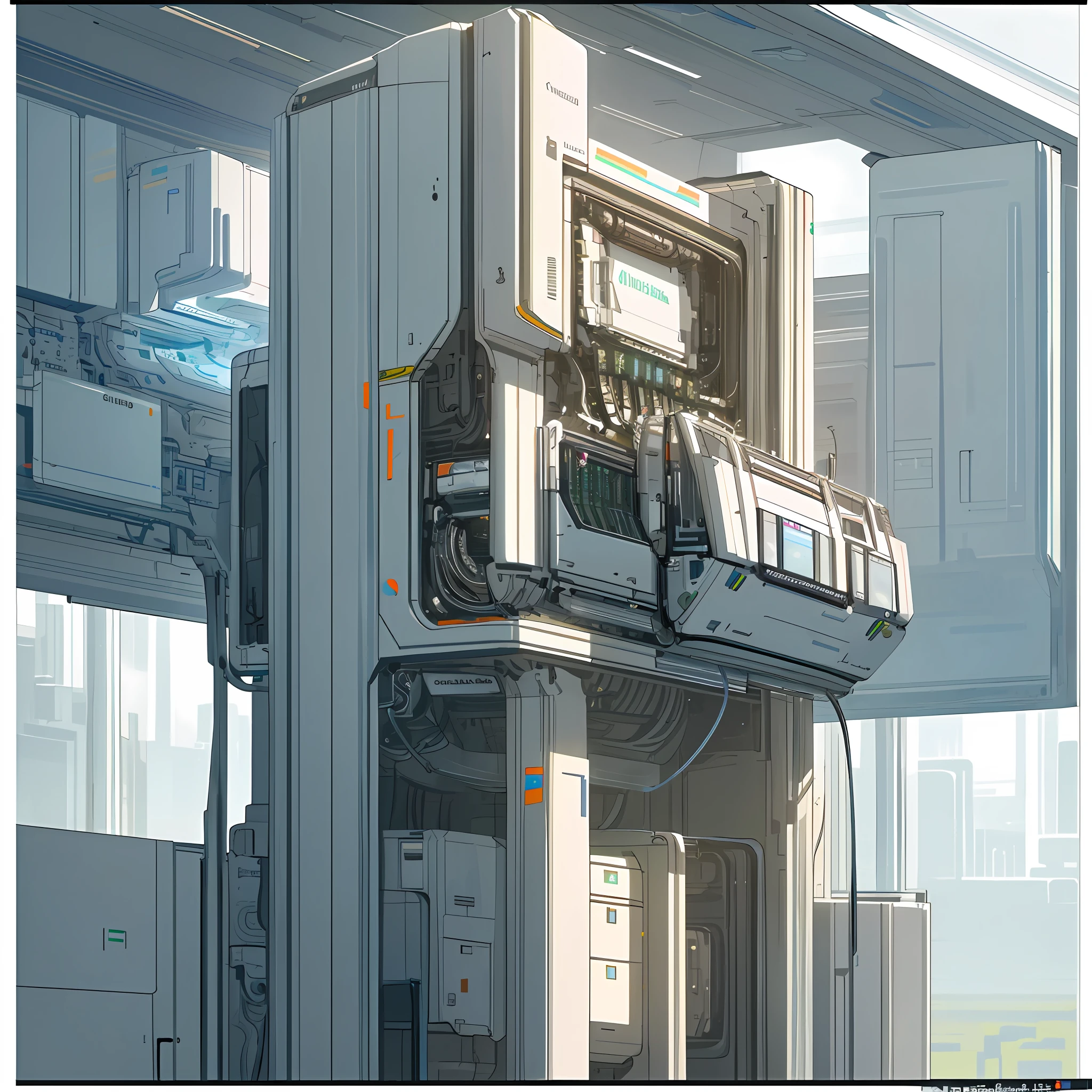 (masterpiece), (best quality), (best detail), (american shot),a large futuristic computer screen, inside the frame of the screen appears a very beautiful model with cheerful posture announcing a refreshment, background an office wall (bright white wall)