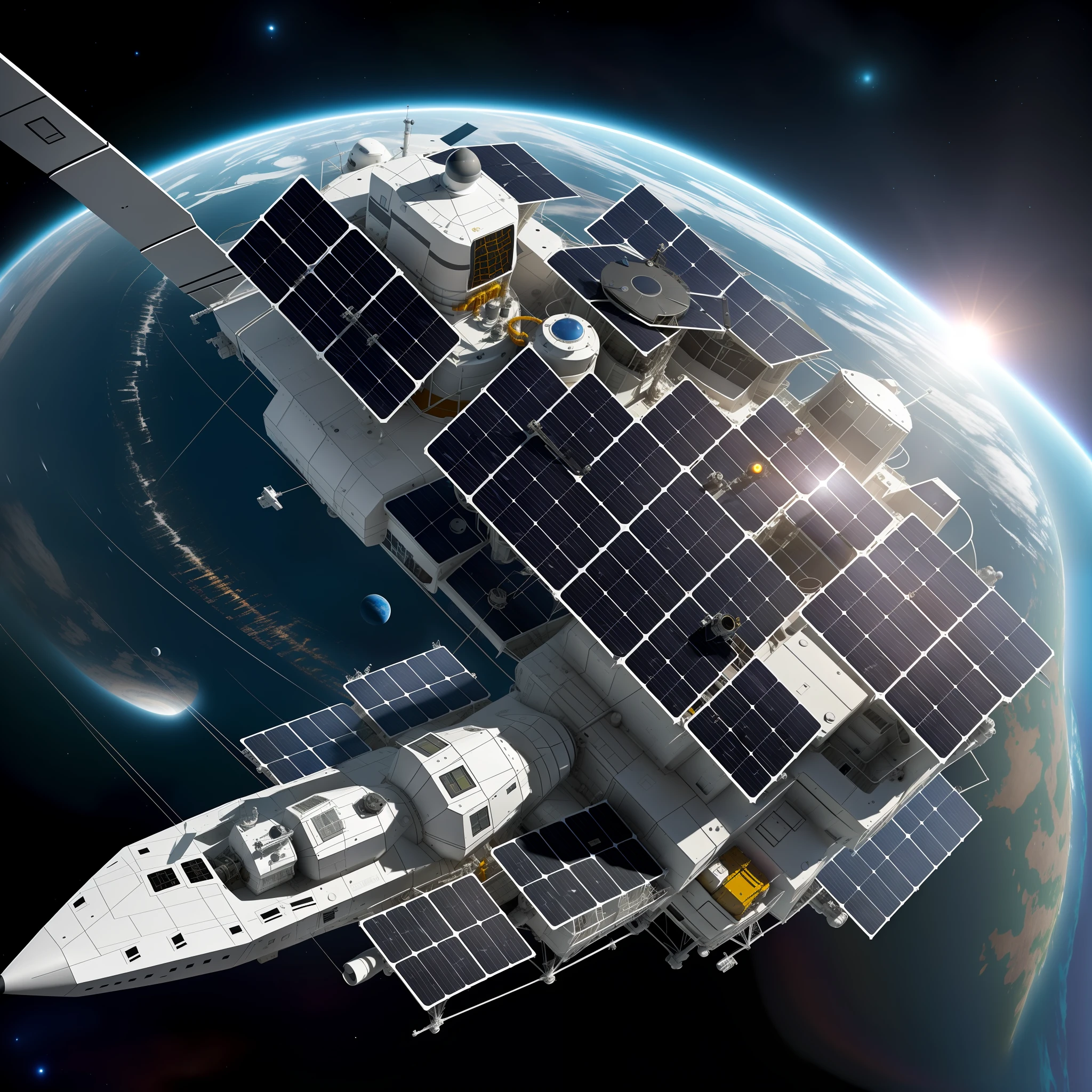 Exploration spaceship is designed to face the adversities of a planet of inhospitable nature. She has been carefully designed and equipped to ensure the survival and safety of the crew during their exploration missions. Let's take a look at the main features of this ship.

The structure of the ship is robust and sturdy, built with high-strength materials to withstand the extreme conditions of the planet. It has a reinforced hull, designed to withstand the pressure, extreme temperatures, radiation and other hazards present in this inhospitable environment.

The exploration ship I will describe is designed to face the adversities of a planet of inhospitable nature. She has been carefully designed and equipped to ensure the survival and safety of the crew during their exploration missions. Let's take a look at the main features of this ship.

The structure of the ship is robust and sturdy, built with high-strength materials to withstand the extreme conditions of the planet. It has a reinforced hull, designed to withstand the pressure, extreme temperatures, radiation and other hazards present in this inhospitable environment.

The spacecraft is equipped with an advanced propulsion system that allows efficient locomotion around the planet. It has powerful and versatile engines, capable of handling rough terrain, slippery surfaces and dense or toxic atmospheres. Propulsion also allows you to take off and land vertically, providing greater flexibility of movement.

To ensure the autonomy needed for long-duration exploration missions, the spacecraft has an advanced power generation system. This includes highly efficient solar panels, which capture sunlight even in harsh conditions, and high-capacity energy storage systems such as advanced batteries or even a compact nuclear fusion reactor.

The spacecraft is equipped with a full suite of support systems