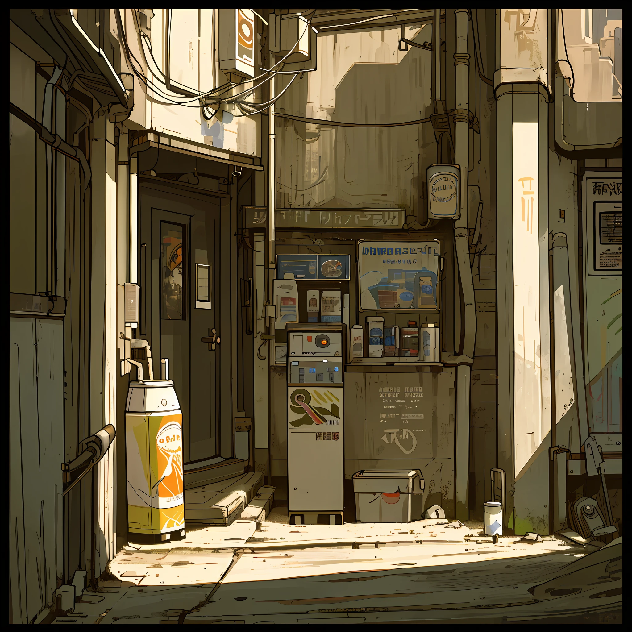(masterpiece), (best quality), (best detail), appears a very beautiful model with cheerful posture announcing a soft drink on an advertising poster, futuristic scenery of a dirty and old alley, at night, artificial light, clean, busy environment, shaded (detailed, much contrast)