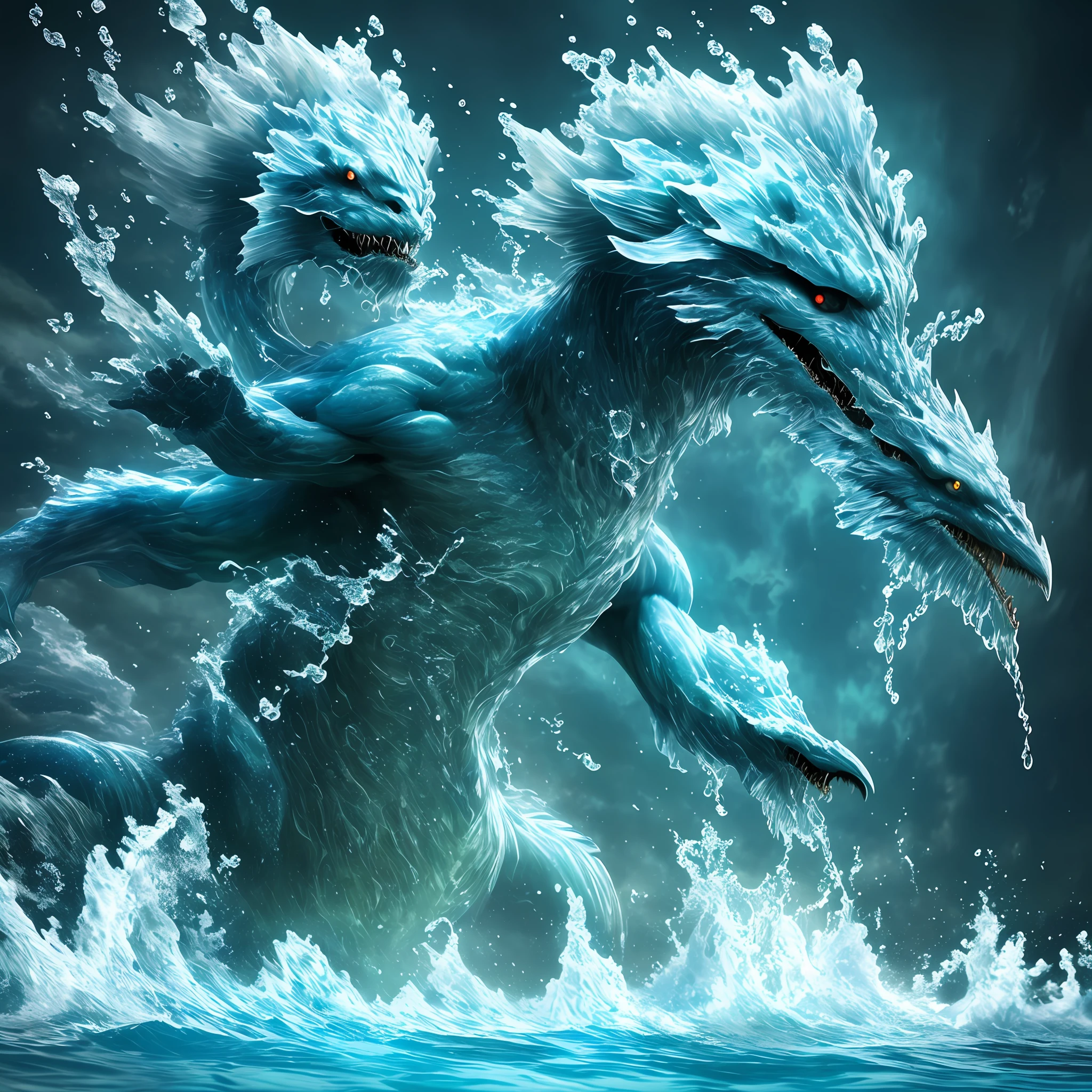 humanoid water elemental, large size,
