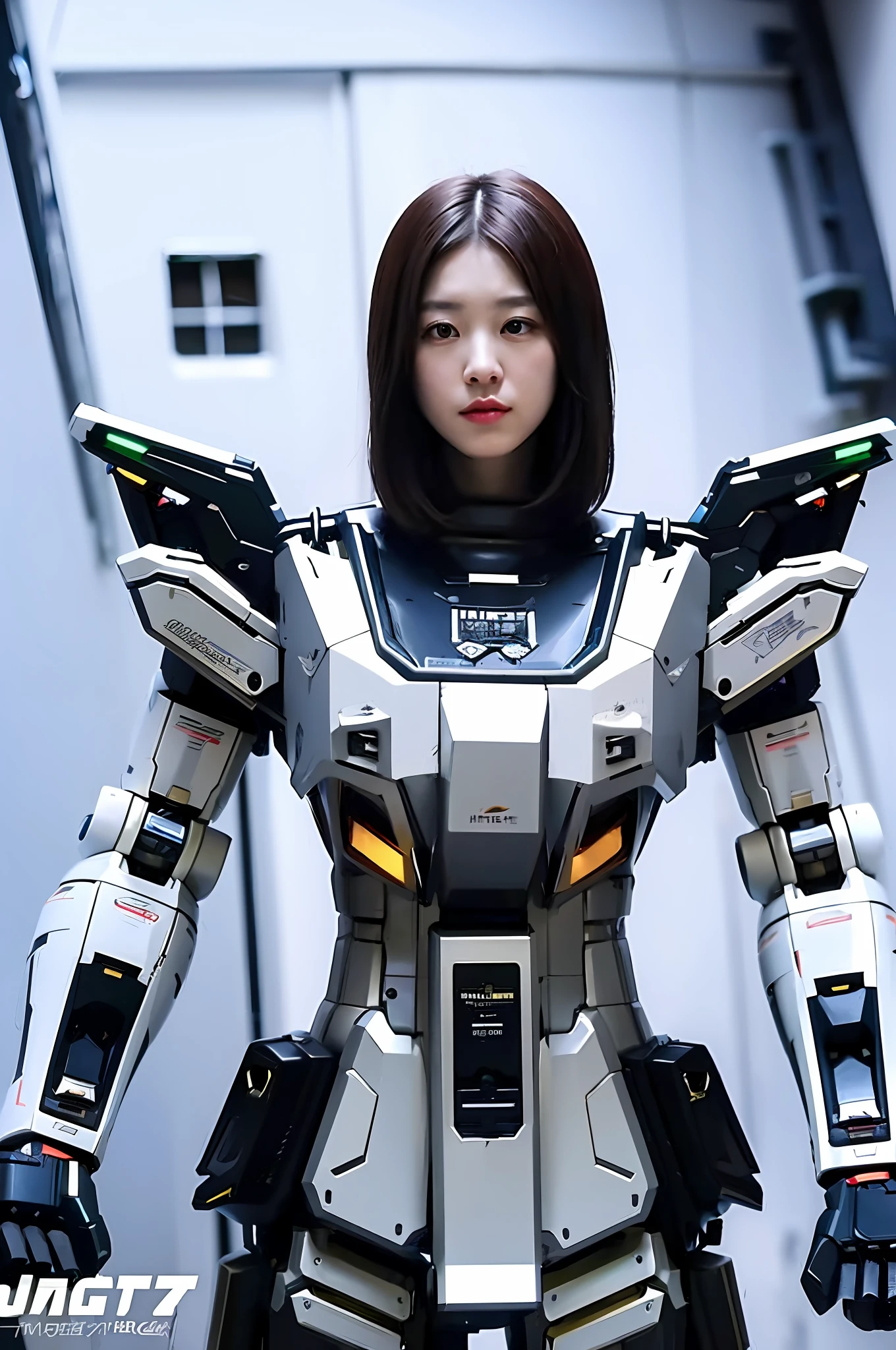 (Ultra HD, Best Quality, Master Level, Ultra High Resolution:1.2) Confident and heroic girl sweeping through the void in mecha Hornet, wearing tight armor, full of mechanical feeling.
