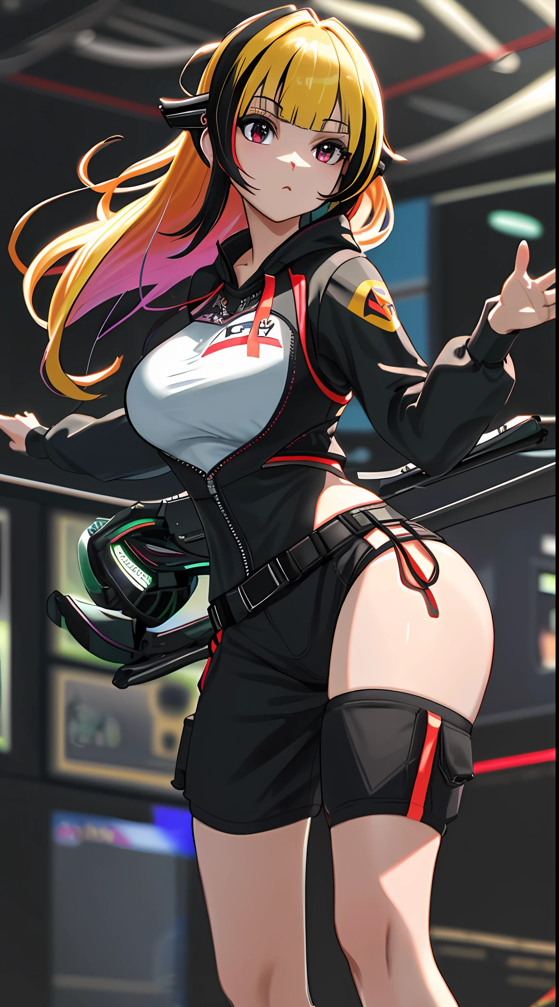 Extremely beautiful woman with multicolored hair with a casual outfit,perfect body,breasts and big ass NSFW:1.5, masterpiece, a realistic representation of the face, (complex details, makeup, PureErosFace_V1:0.5),(Super high anti-aliasing, virtual engine, dof, super resolution, megapixel, FKAA, TXAA, RTX, SSAO, post-processing, post-production, mapping)