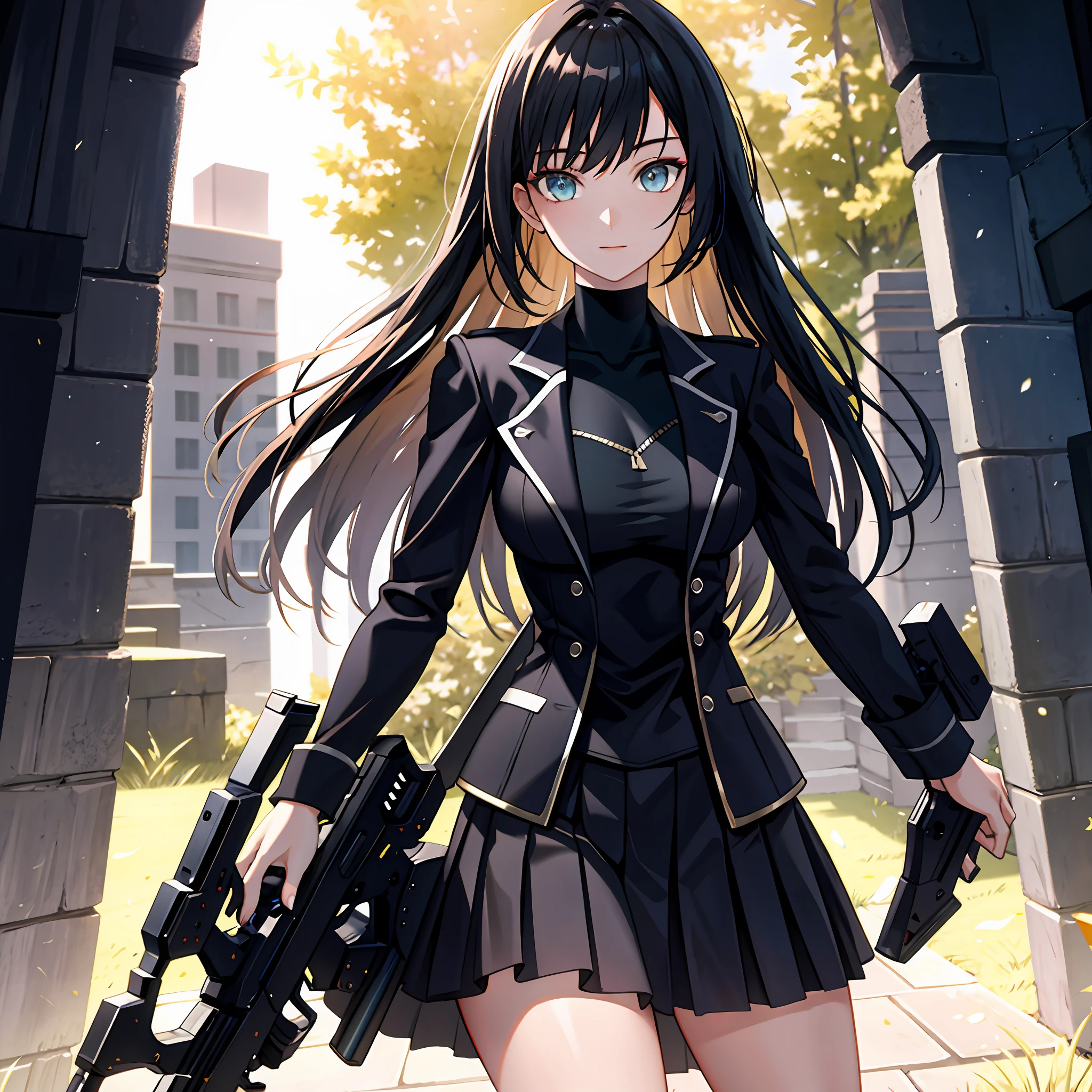 a geek teenager with a gun in hand,perfect body,nsfw:1.5, masterpiece, a realistic representation of the face,(Super high anti-aliasing, virtual engine, dof, super resolution, megapixel, fkaa, txaa, rtx, ssao, post-processing, post-production, mapping),nsfw:1.5, masterpiece, best quality, high quality, high definition, high quality texture, high quality shadow, high detail, beautiful detailed, finely detailed, cg extremely detailed, detailed texture, a realistic representation of the face, colorful, delicate, Cinematic light, side lighting, Lens Flare, Ray tracing, sharp focus, (1girl, __focus__:1.3), (complex details, makeup, PureErosFace_V1:0.5), looking at the viewer,(masterpiece, top quality, best quality, official art, beautiful and aesthetic: 1.2)