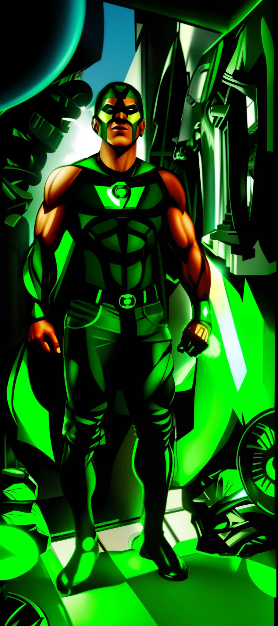 Athletic body, superhero style (green lantern).