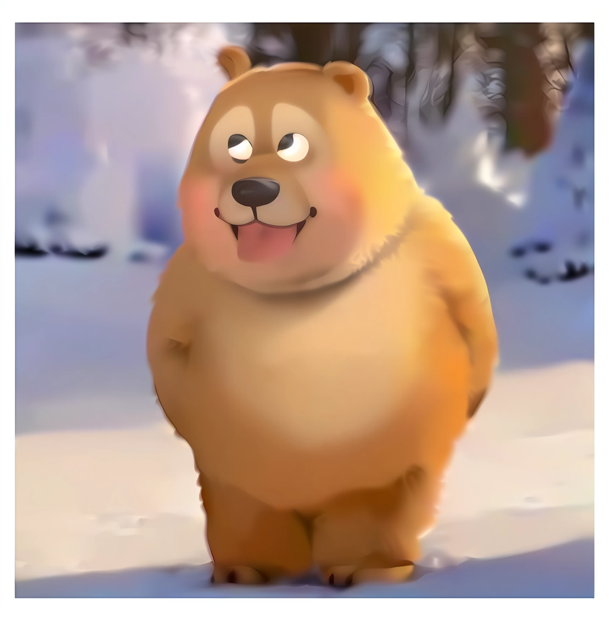 a close up of a cartoon bear standing in the snow, paul lung, happy big chungus, xi jinping as winnie the pooh, pudgy, “portrait of a cartoon animal, portrait of anthropomorphic bear, anato finnstark. pixar, maxim sukharev, disney stylized furry, as a pixar character, ca, giga chad capaybara