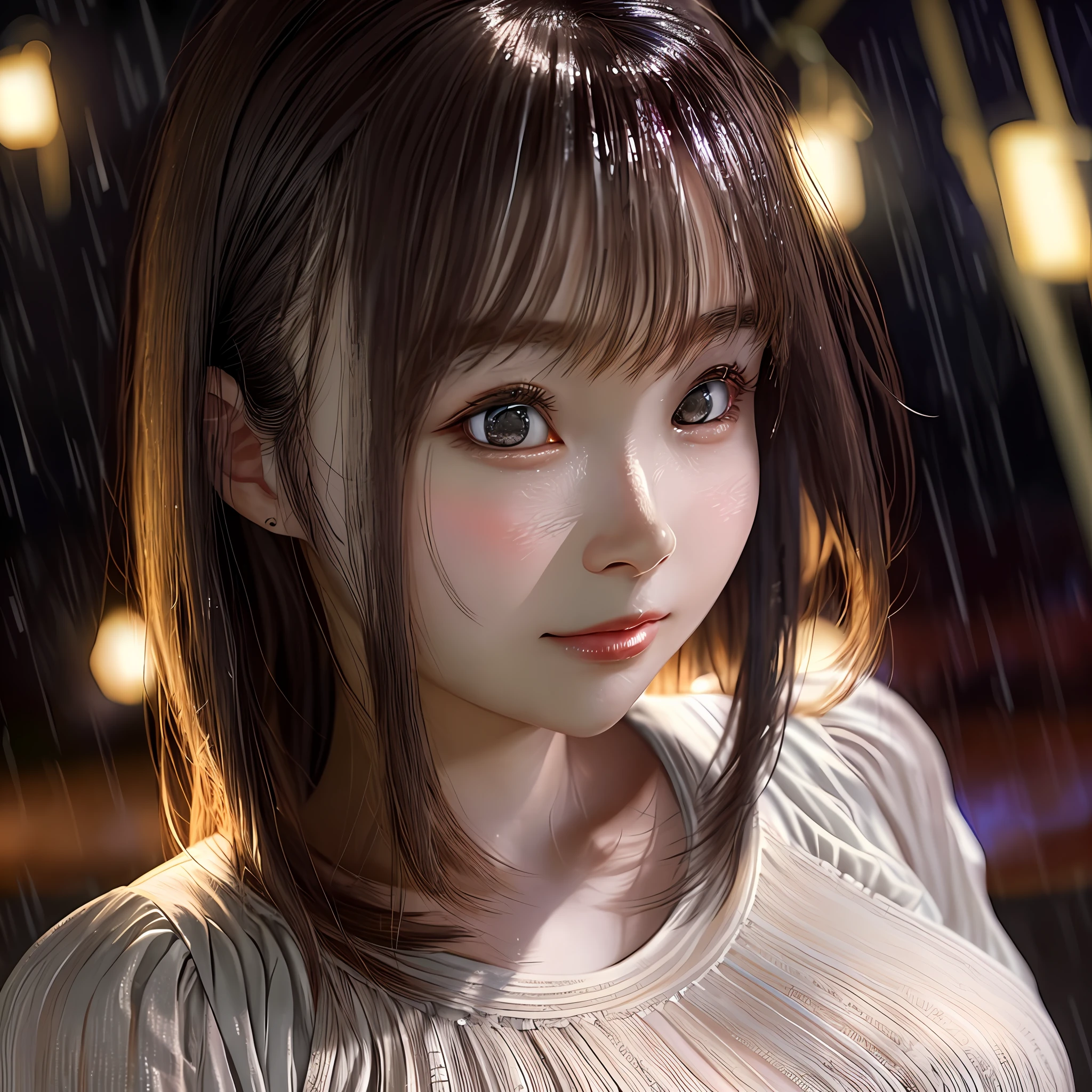 ulzzang-6500-v1.1, (rough photo: 1.2), (photorealistic: 1.4), beautiful detailed girl, extremely detailed eyes and face, beautiful detailed eyes, absurd, incredibly absurd, huge file size, ultra-detailed, highres, extremely detailed, best quality, masterpiece, illustration, an extremely delicate and beautiful, extremely detailed, CG, unit, 8k wallpaper, amazing, fine details, masterpiece, best quality, official art, extremely detailed CG unit of  8k wallpaper, light on face, cinematic lighting, straight hair, floating hair, adjusting hair, wide hips, thick thighs, thin, outdoor, leg up, high heels, (serafuku: 1.4), cinema, focus on face, crowd, night sky, night, running, rain, rainy, (wet: 1.1)