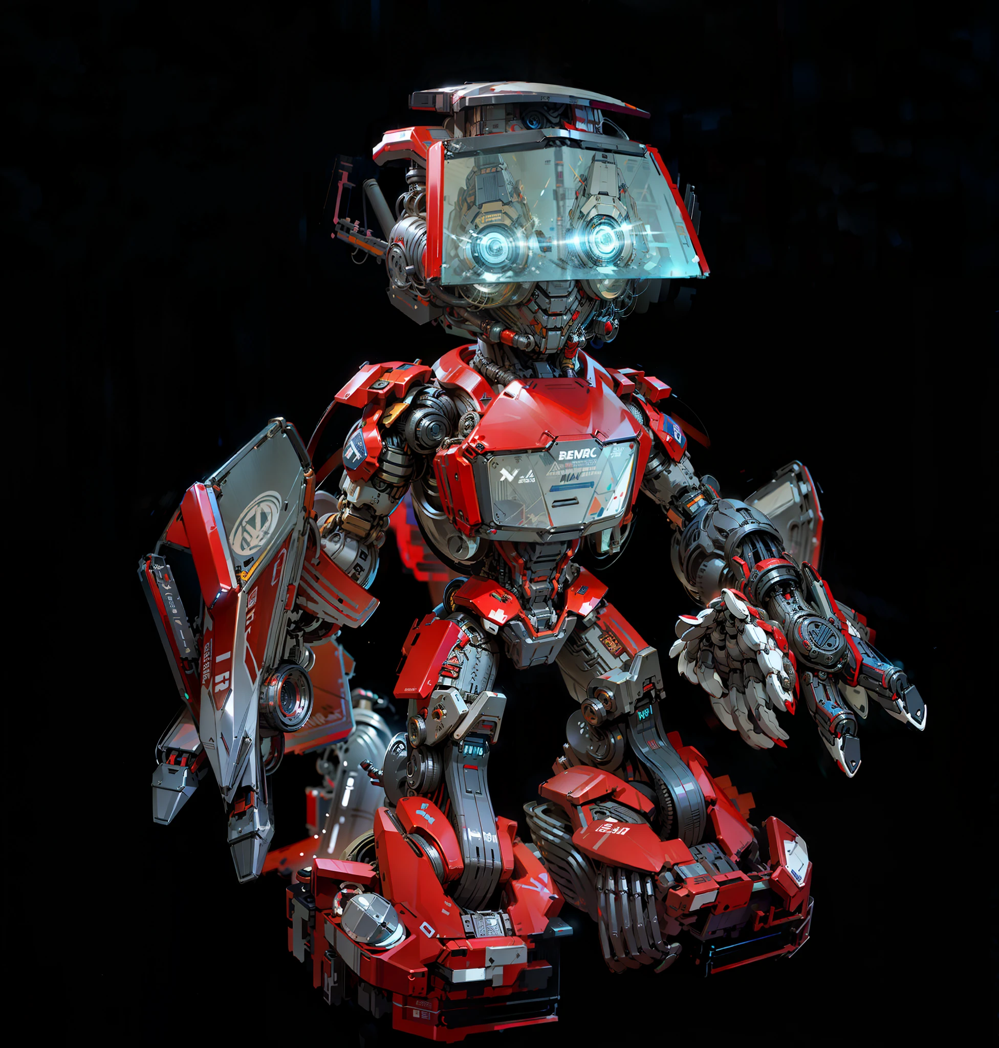 Robot, Epic Robot, Red Livery, Mechanical, Complex, Real, Humanoid Mech, Roland Ziervinskis 3d rendering art, Polycount competition winner, humanoid mech, 3d rendering stylized, beautiful robot character design, mecha portrait, mecha, transformer style, realism,