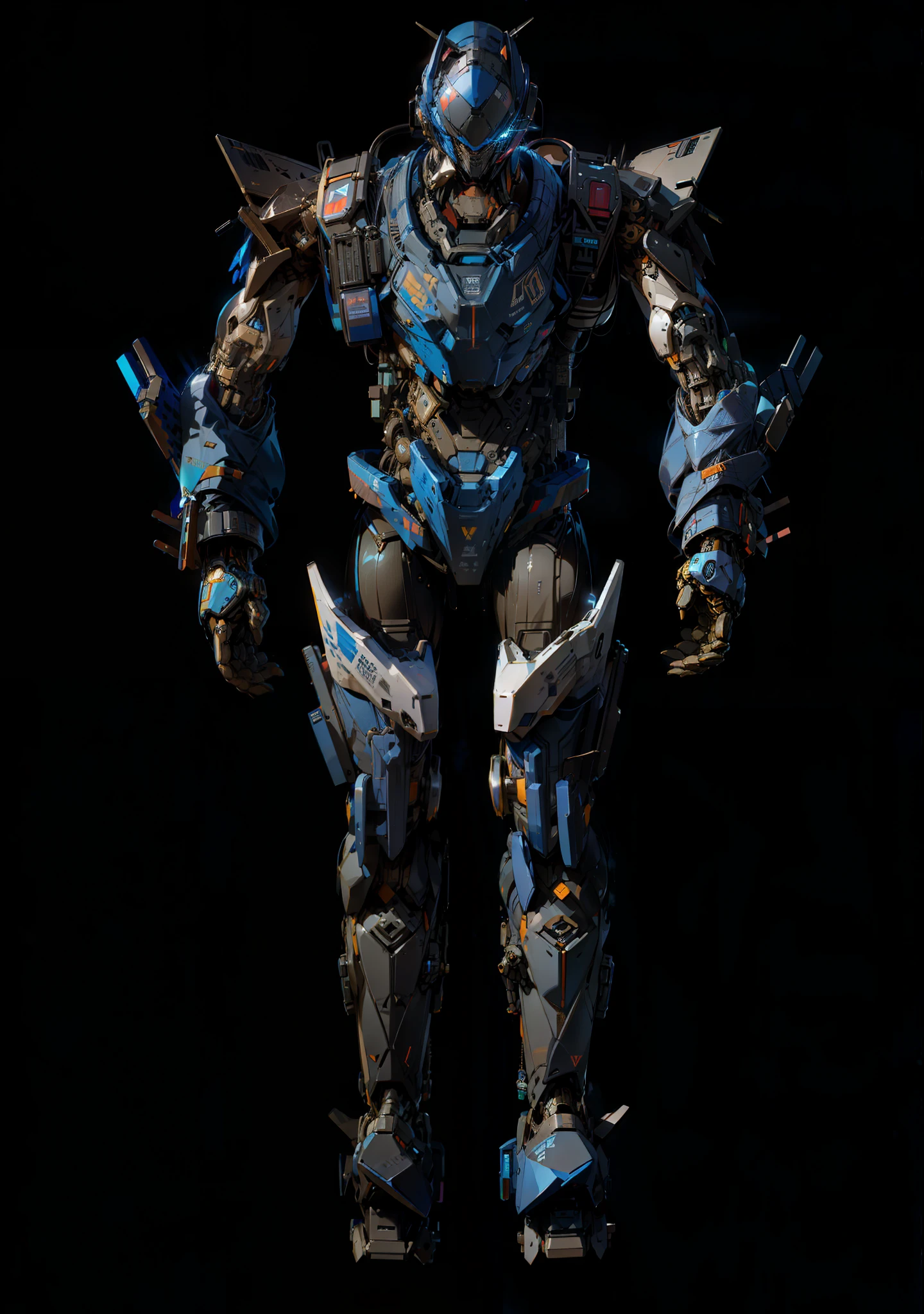 Robot, Epic Robot, Blue Livery, Mechanical, Complex, Real, Humanoid Mech, Roland Zilvenskis 3d Render Art, Polycount Contest Winner, Humanoid Mech, 3D Render Stylized, Beautiful Robot Character Design, Mecha Portrait, Mecha, Transformers Style, Realism,