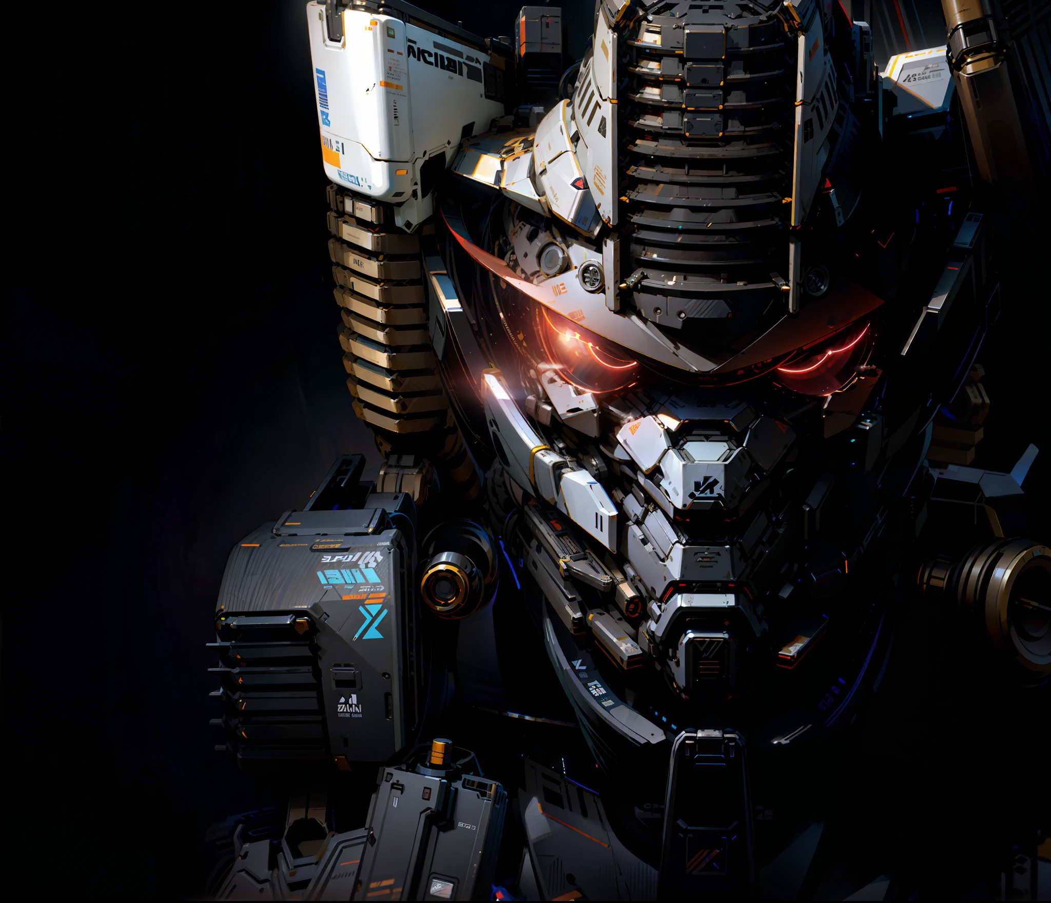 Robot Head, Epic Robot, White Livery, Mechanical, Complex, Real, Humanoid Mecha, Detail, Roland Zilvinskis 3d Render Art, Polycount Contest Winner, Humanoid Mech, 3D Rendering Stylized, Beautiful Robot Character Design, Mecha Portrait, Mecha, Transformer Style, Realism, Lighting,