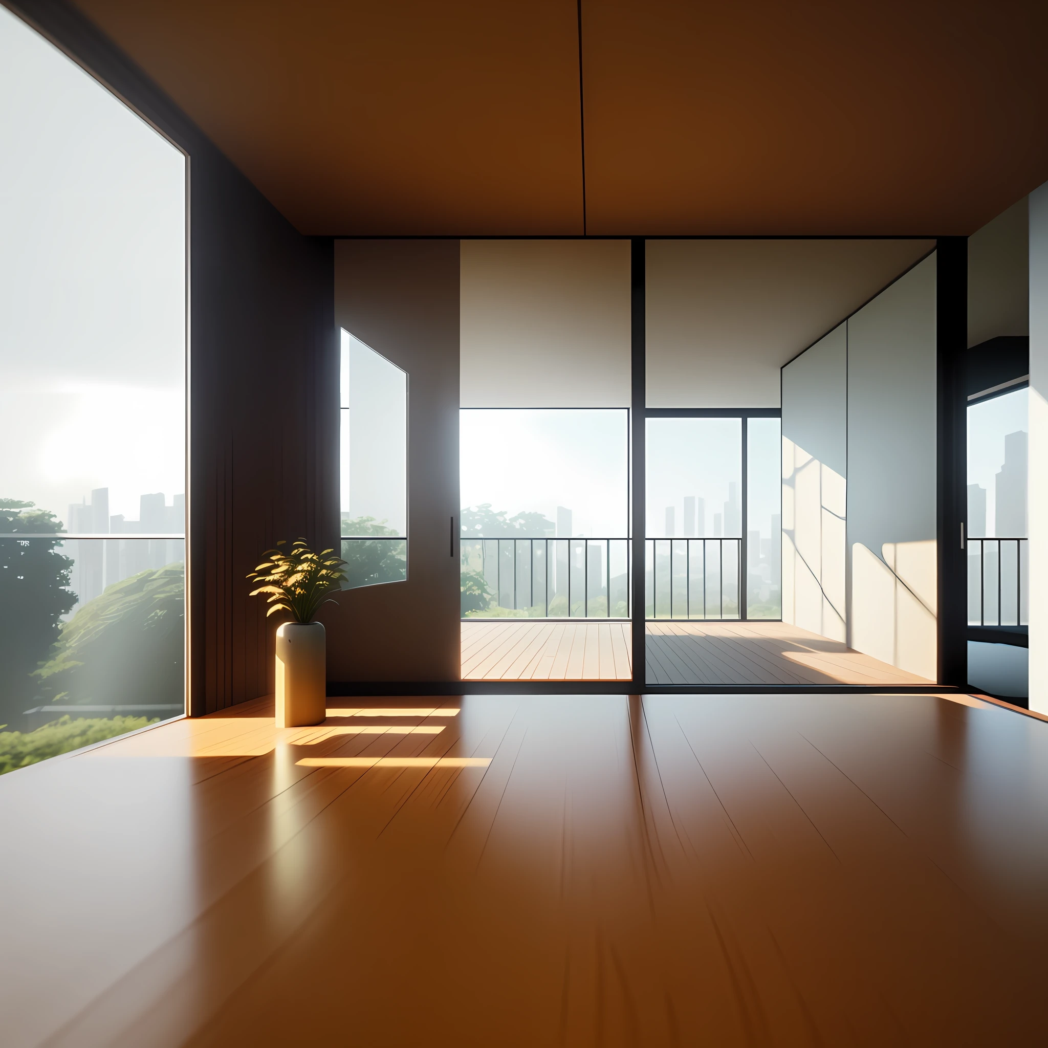 wooden scene, modern, Oscar Niemeyer-style, rendered in Unreal Engine 3, rendered in Vray, rendered in Povray, rendered in V-ray, rendered in POV - ray, rendered in Vray, rendered in Unreal, rendered in Unreal Engine 3D, Vray rendered, rendered in Lumion Pro, rendered in CGI