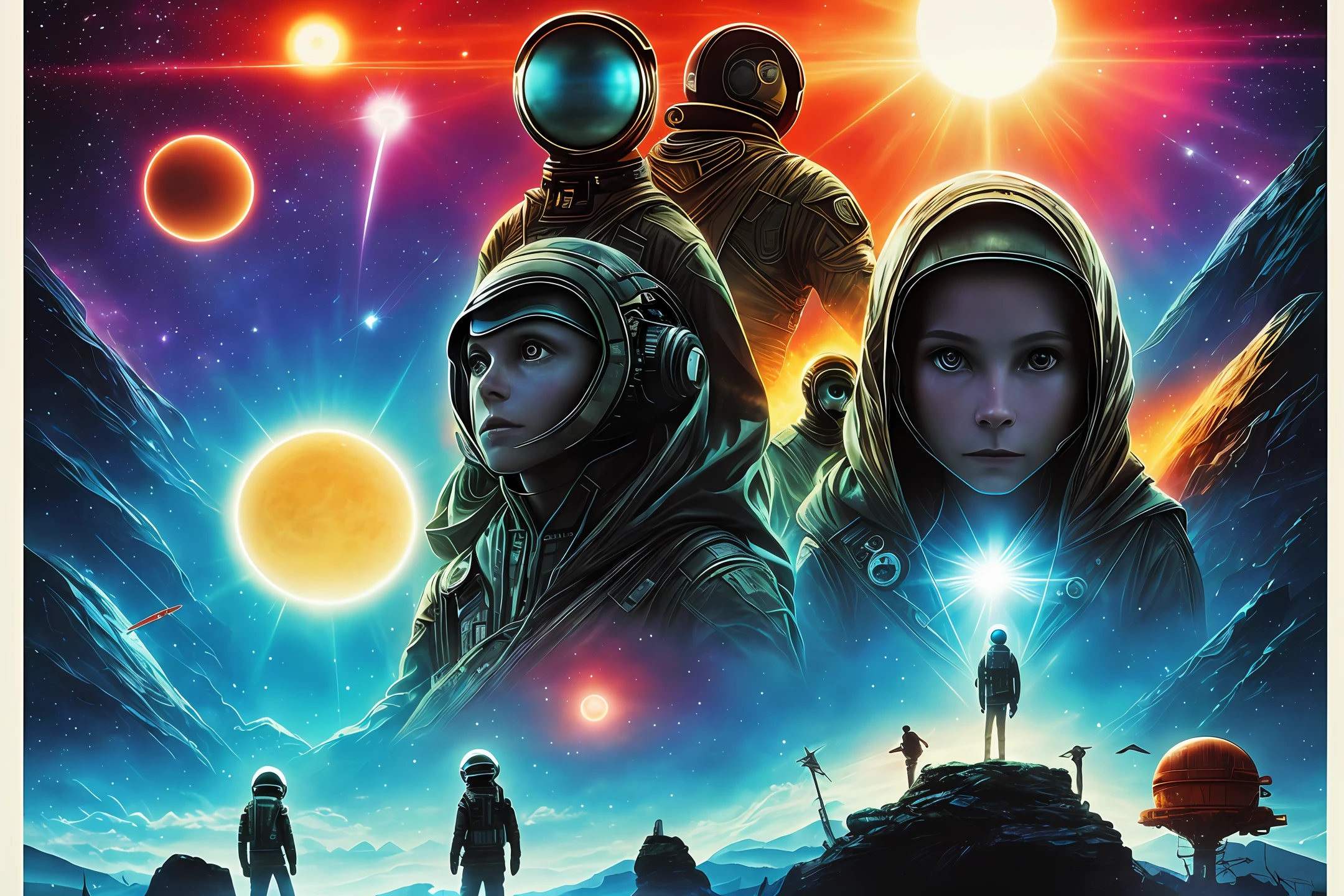 a poster for the movie e t, et, inspired by E. T. A. Hoffmann, 1 9 7 0's science fiction, 1 9 7 0 s science fiction, 1 9 8 0 s sci - fi cover art, 1 9 8 0 s science fiction, 1 9 7 0 s sci - fi, 80s sci fi
