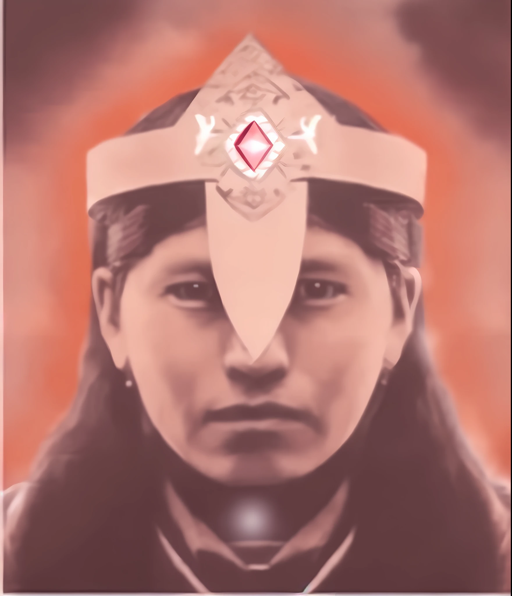 A closeup of a man wearing a crown with a diamond on his head, centered headdress, ancient Libu king, portrait of a digital shaman, healthy Techno - shaman lord, Aztec king portrait, a young man shaman, Tika Indian third eye, crown of ((white lasers)))), art deco shaman, Indian third eye tika, male turkey warrior, Inca,  Ayahuasca