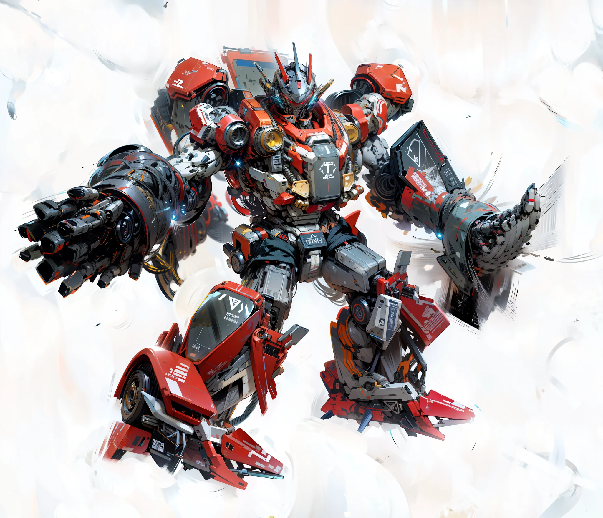 Robot, Epic Robot, Red Livery, Mechanical, Complex, Real, Humanoid Mech, Roland Ziervinskis 3d rendering art, Polycount competition winner, humanoid mech, 3d rendering stylized, beautiful robot character design, mecha portrait, mecha, transformer style, realism,
