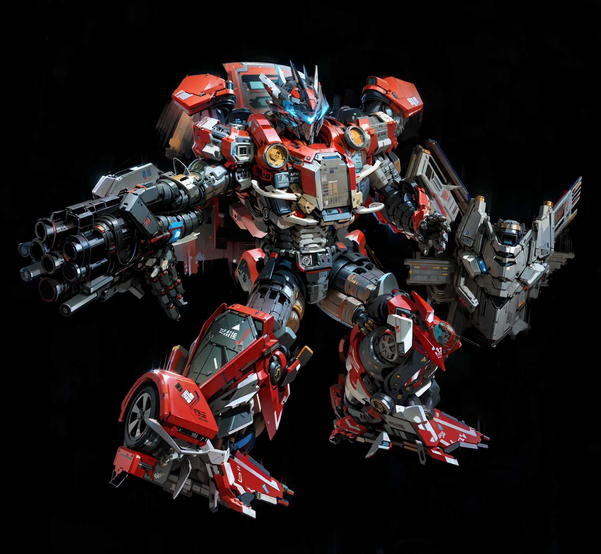 Robot, Epic Robot, Red Livery, Right Hand Throwing Shield, Mechanical, Complex, Real, Humanoid Mecha, Roland Ziervinskis 3d Render Art, Polycount Contest Winner, Humanoid Mecha, 3D Rendering Stylized, Beautiful Robot Character Design, Mecha Portrait, Mecha, Transformer Style, Realism,