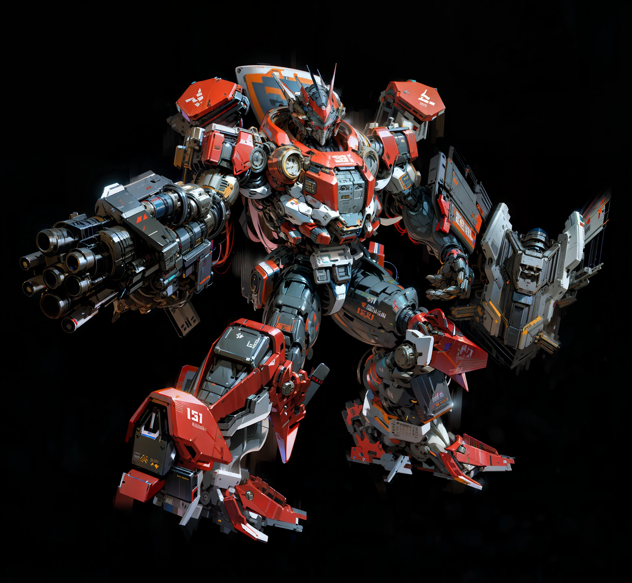 Robot, Epic Robot, Red Livery, Right Hand Throwing Shield, Mechanical, Complex, Real, Humanoid Mecha, Roland Ziervinskis 3d Render Art, Polycount Contest Winner, Humanoid Mecha, 3D Rendering Stylized, Beautiful Robot Character Design, Mecha Portrait, Mecha, Transformer Style, Realism,