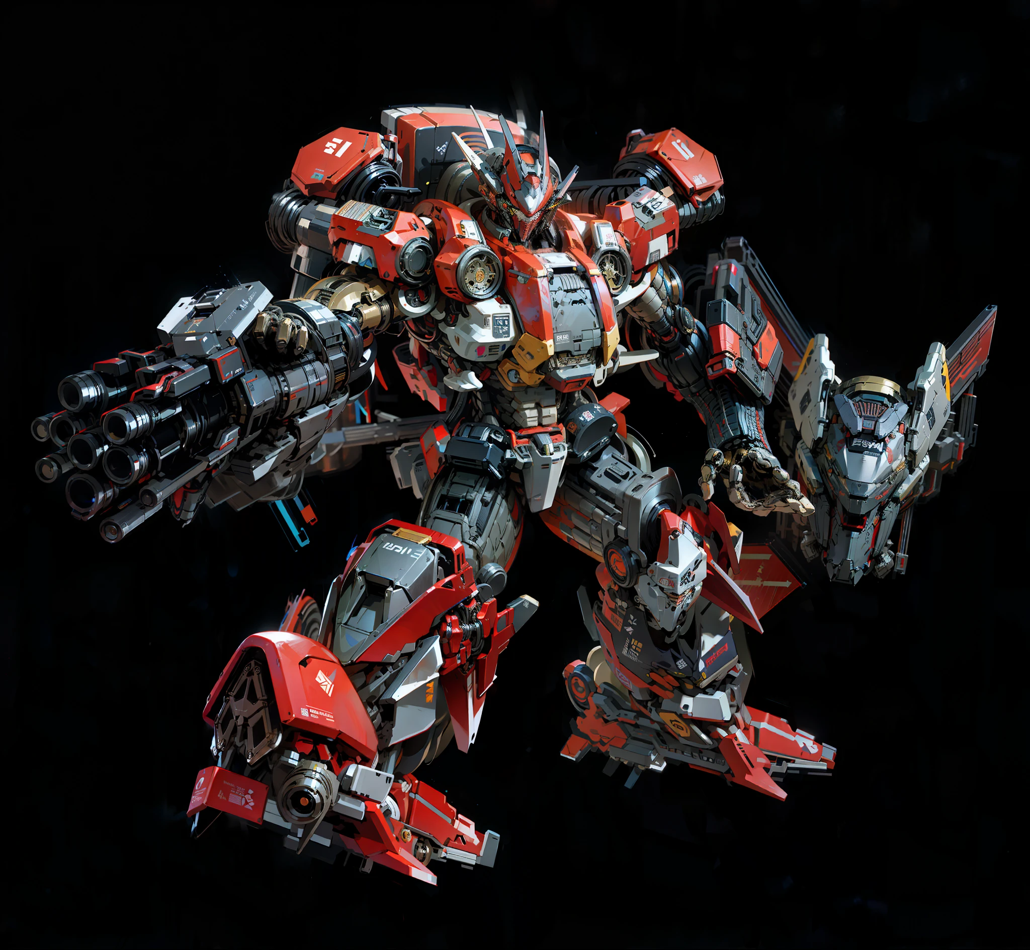 Robot, Epic Robot, Red Livery, Right Hand Throwing Shield, Mechanical, Complex, Real, Humanoid Mecha, Roland Ziervinskis 3d Render Art, Polycount Contest Winner, Humanoid Mecha, 3D Rendering Stylized, Beautiful Robot Character Design, Mecha Portrait, Mecha, Transformer Style, Realism,