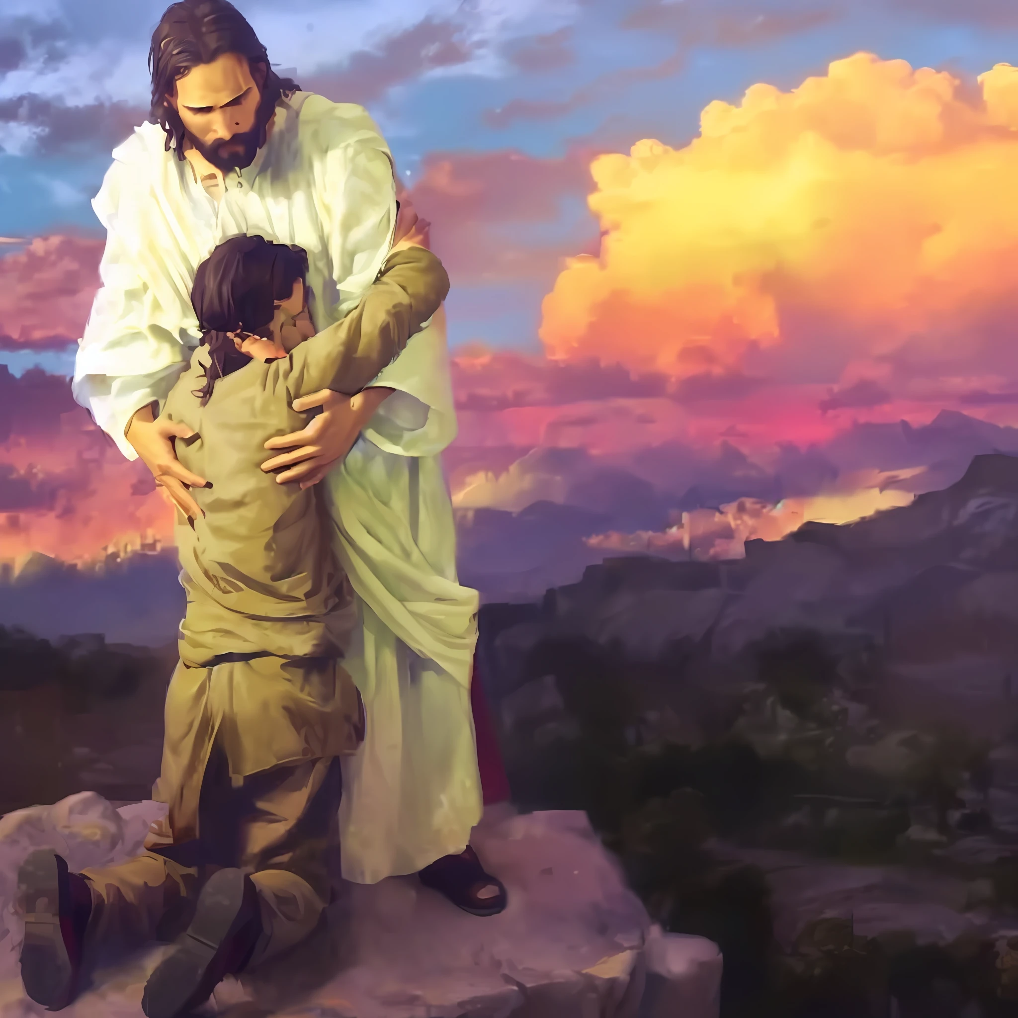 Portrait of Jesus Christ supporting, very detailed, 8k, cinematic lighting, photorealistic, HDR, Realistic CGI, unreal engine