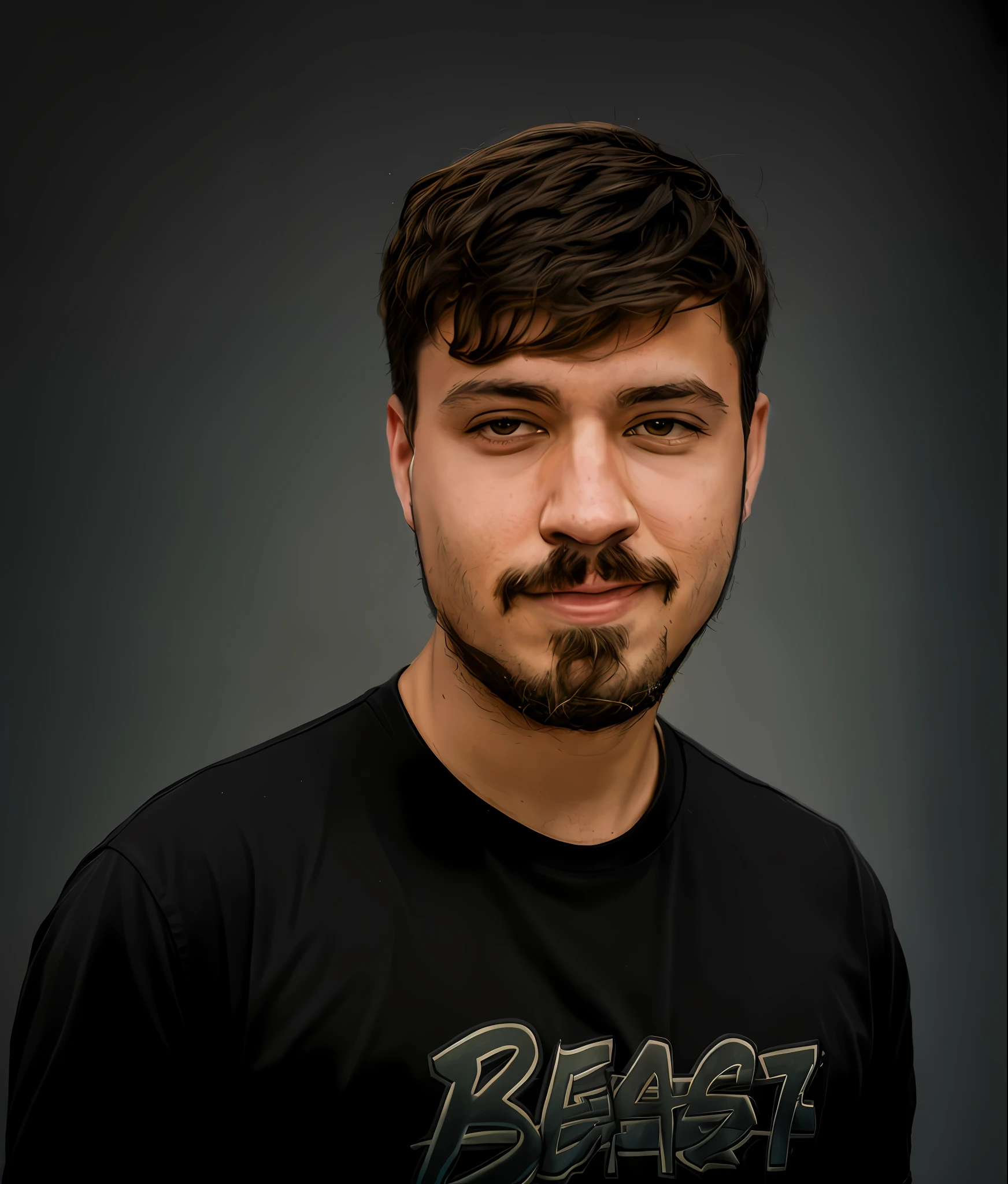 arafed man with a beard and a black shirt with the word beast on it, mrbeast, mr beast, neckbeard, twitch streamer / gamer ludwig, headshot profile picture, irish youtuber, halfbody headshot, very high quality face, sam hyde, jacksepticeye, xqc, fvckrender, linus from linustechtips, twitch streamer