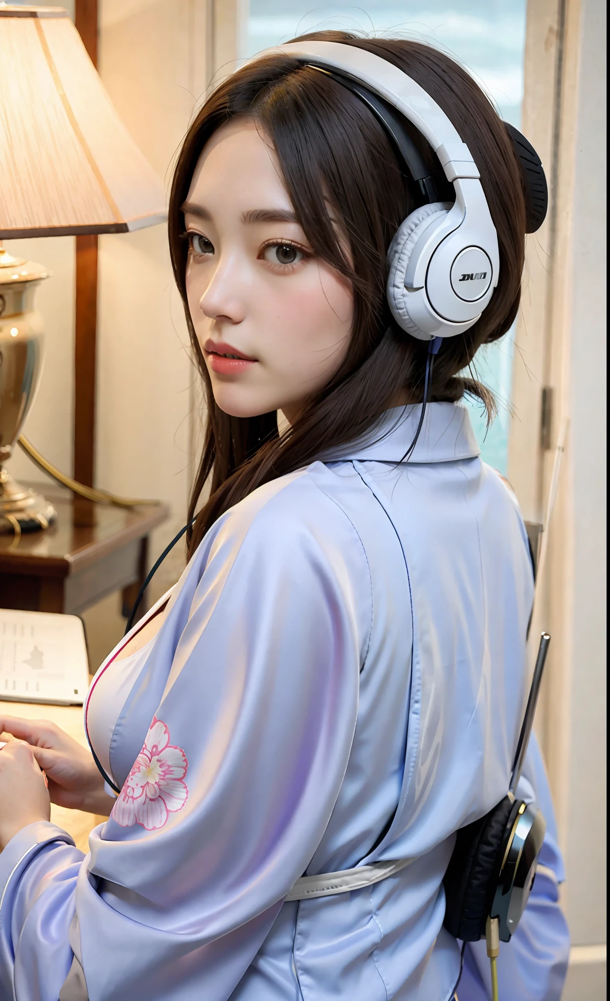 Kimono, bikini, headphones