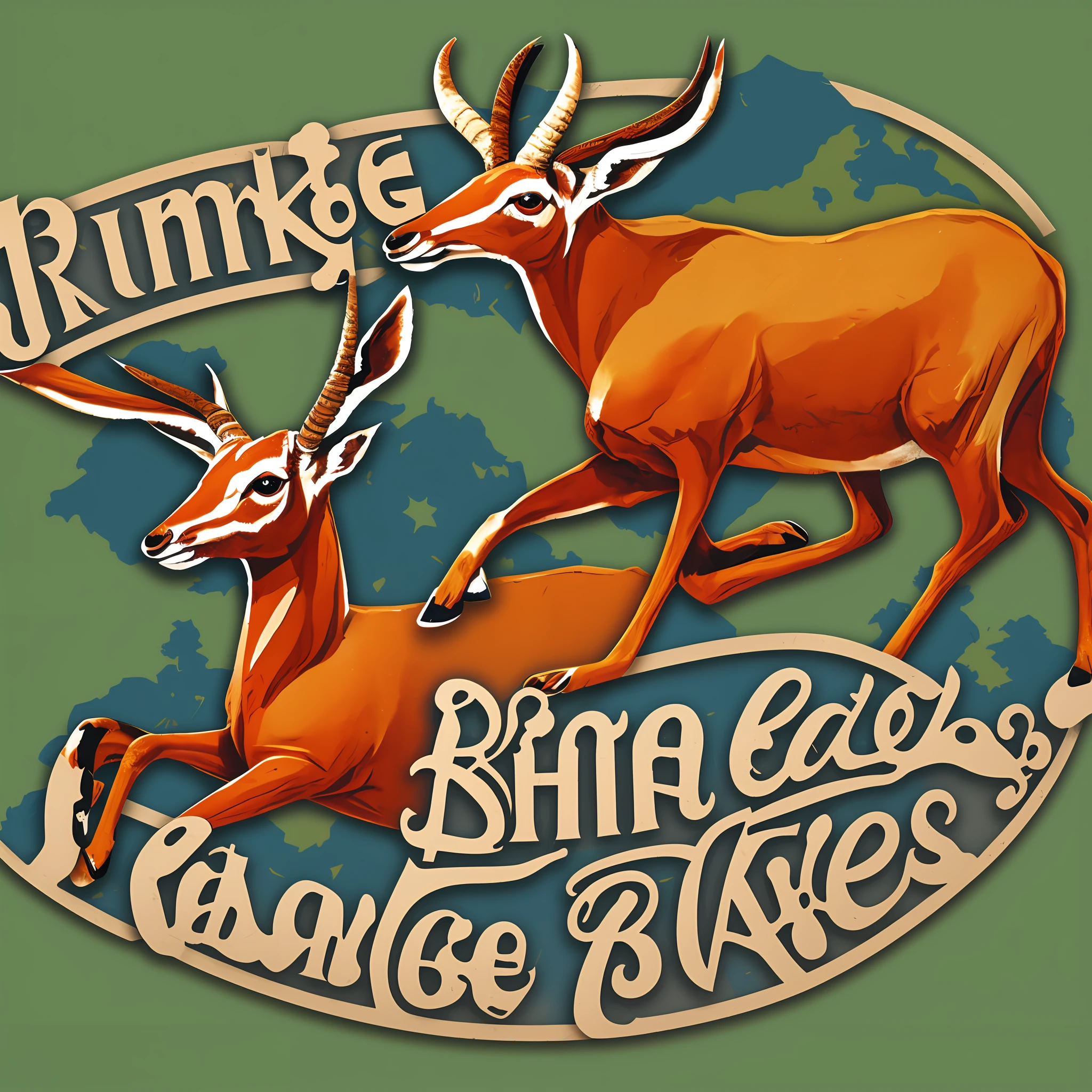 Logo running antelope side, flat style