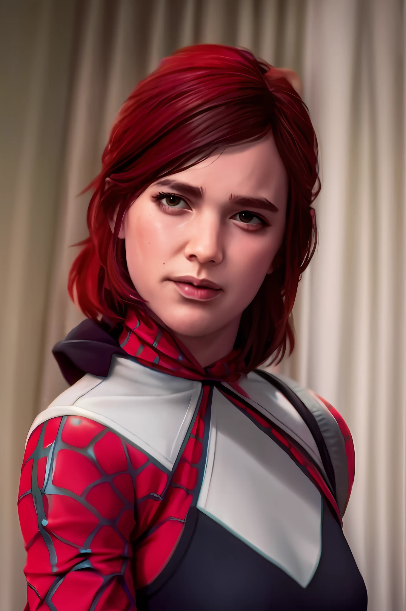 Gwen spider, red and blue costume,