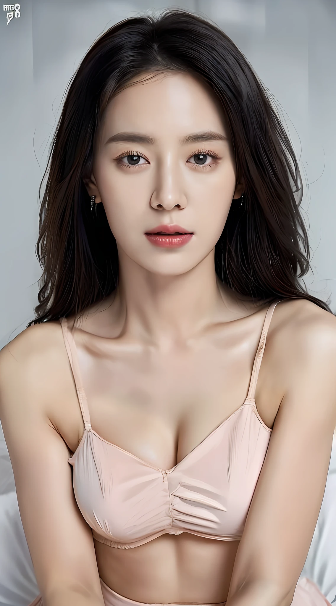 ((Top Quality, 8k, Masterpiece: 1.3)), Beauty, 1 Girl, Beautiful: 1.3, Slender Abs: 1.1, Underwear, Black Hair, (Bed, M-Folded Legs), Ultra Detailed Face, Highly Detailed Lips, Detailed Eyes, Double Eyelids