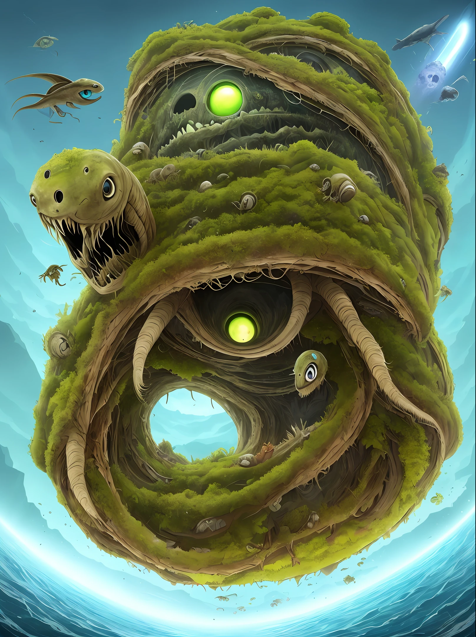 The surface-dwelling creatures are relatively harmless, but the real danger lies deep within the planet. Down below, the living fabric of the planet has morphed into something else entirely. Huge parasitic creatures lurk in the bowels of the planet, feeding on alien technology, and grow in size and power, feeding on the planet's power.