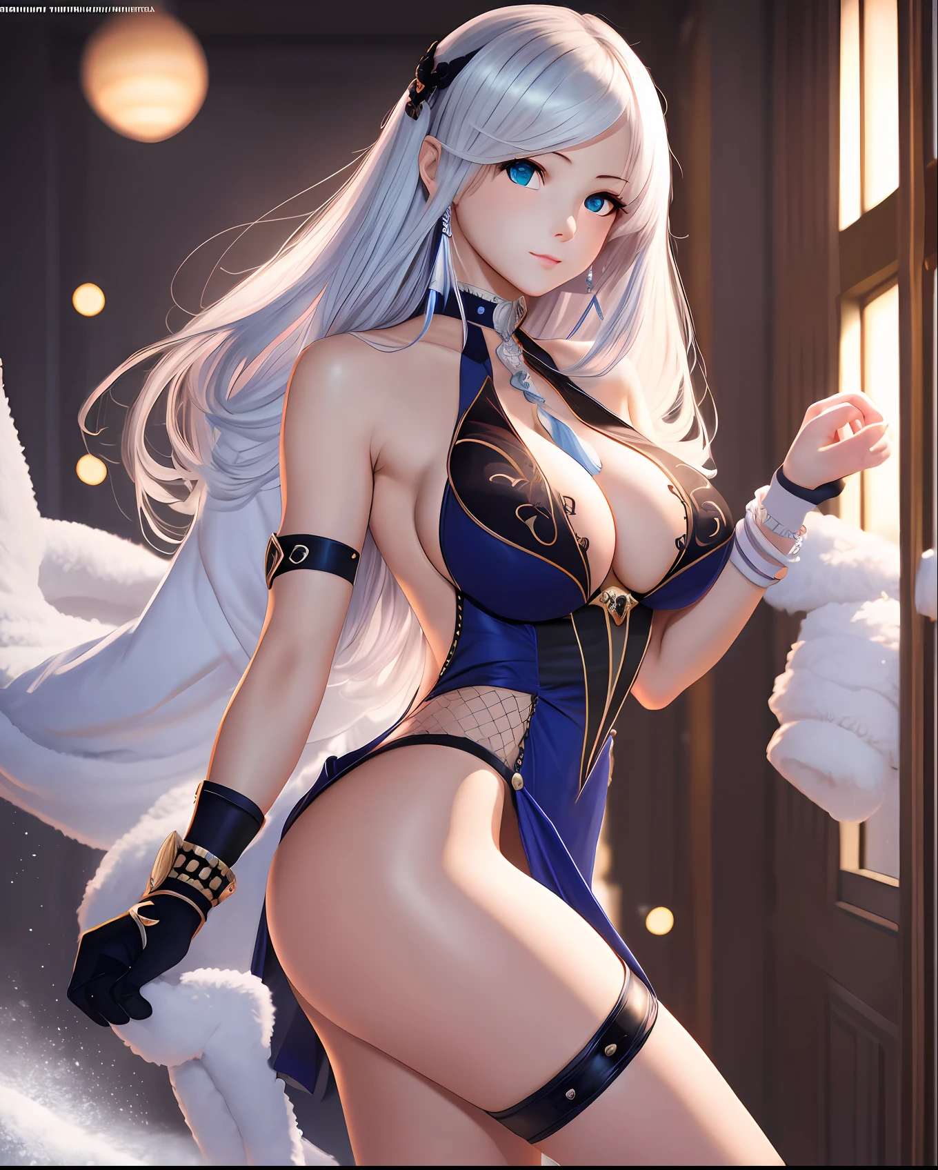 without clothes, sensual, breasts out, (masterpiece), (full body, full entire body), ((dynamic pose)), ((Giant TCS)), realistic, ((portrait of 20 years old by Tony Taka)), secretary style, beautiful face, cute face, sunlight, cinematic light, bangs, a beautiful woman, beautiful eyes, perfect eyes, light pink hair, perfect anatomy, very cute, princess eyes , (black eyes) , (frame the head), Centered image, stylized, 8k Resolution, human hands, elegant, approaching perfection,