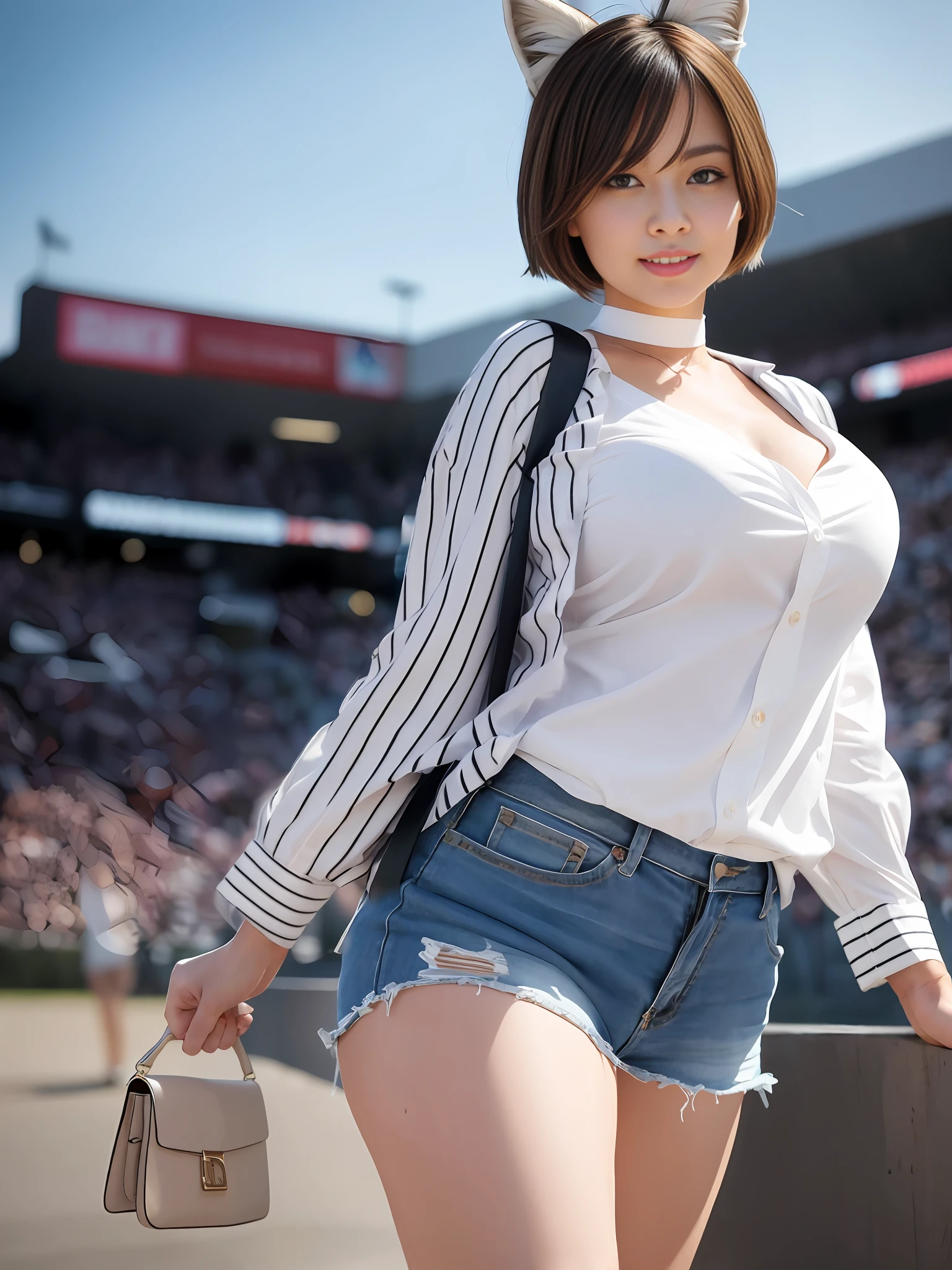 White and black vertical striped shirt