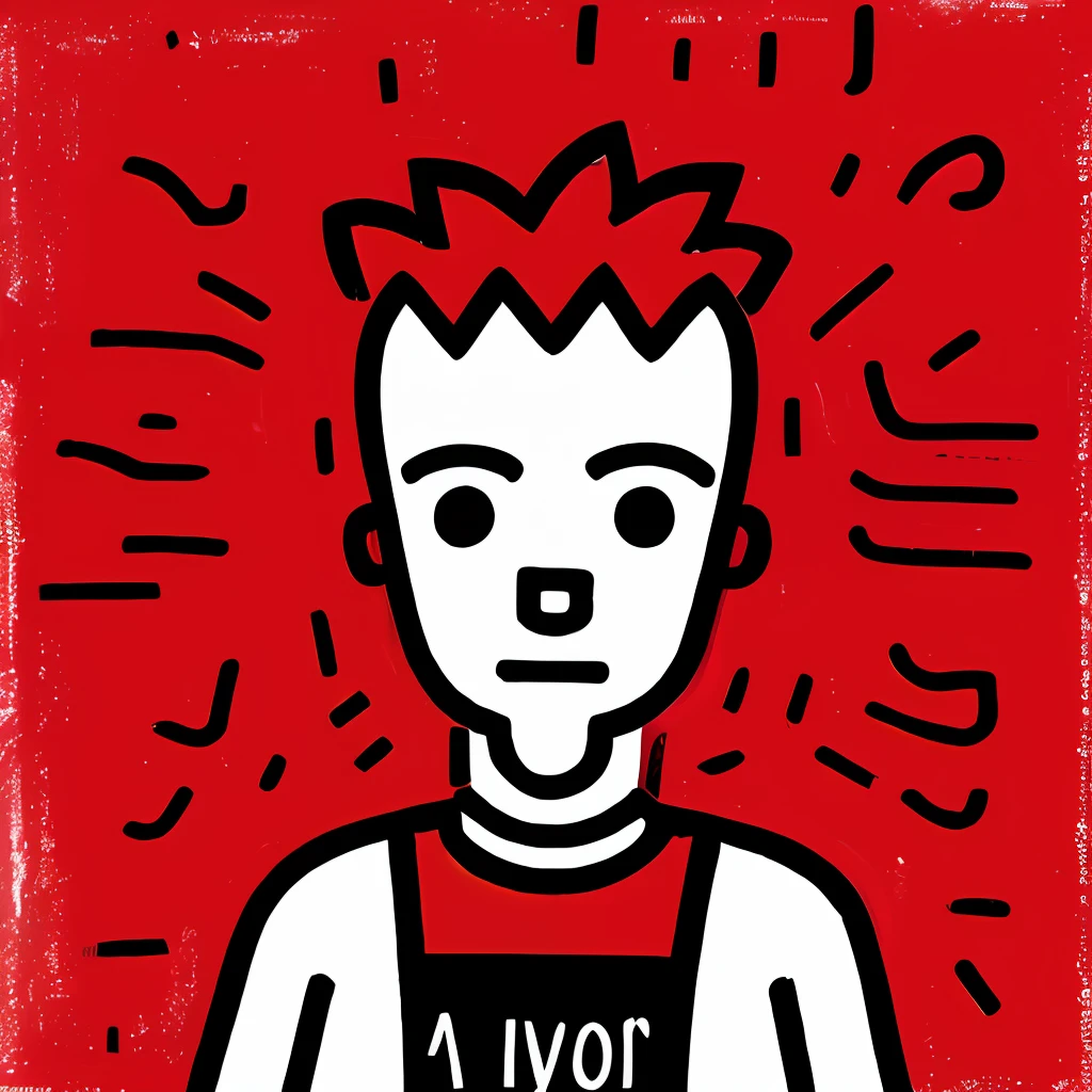 a red and black drawing of a man with a red body, a pop art painting by Keith Haring, tumblr, neo-expressionism, keith harring, keith haring style, body with black and red lava, alt art, greatest art ever made, leaked image, 🎨🖌️, contest winning masterpiece, myself, wheres wally, instagram art